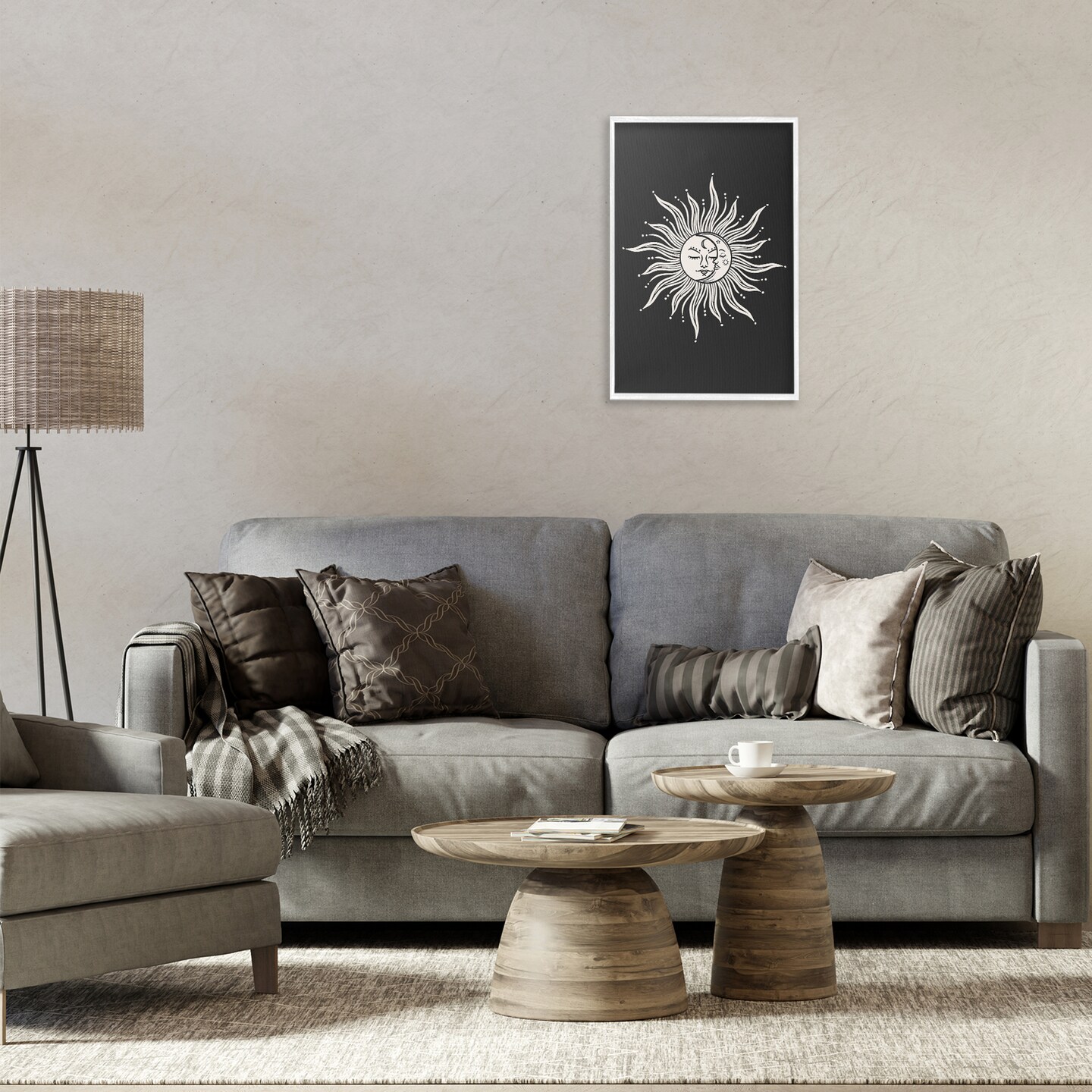 Stupell Industries Celestial Sun on Black Framed Giclee Wall Art Design by JJ Design House LLC