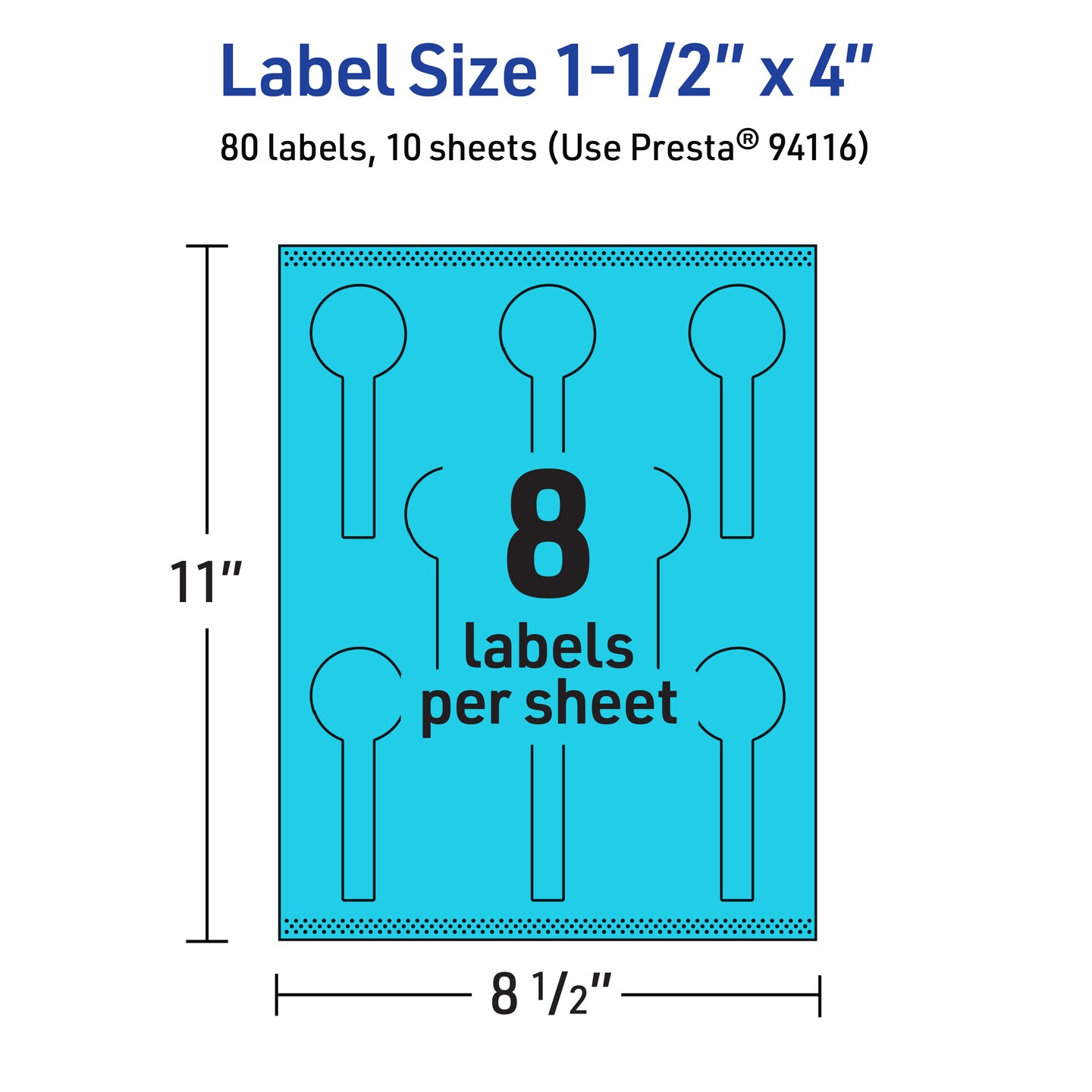 Avery Bright Blue Paper Labels, 1.5&#x22; x 4&#x22; Lollipop