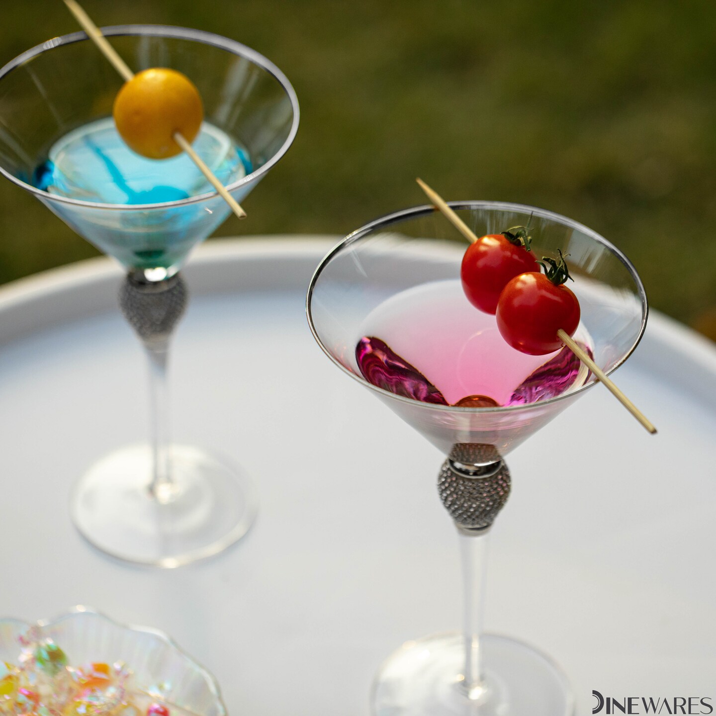 Premium Clear Stem Crystal Martini Glasses with Rim and Diamond-like Rhinestones, Elegant 10oz Glassware Set for Cosmopolitan, Vodka, Gin and Other Cocktails, Fancy Manhattan Drinkware