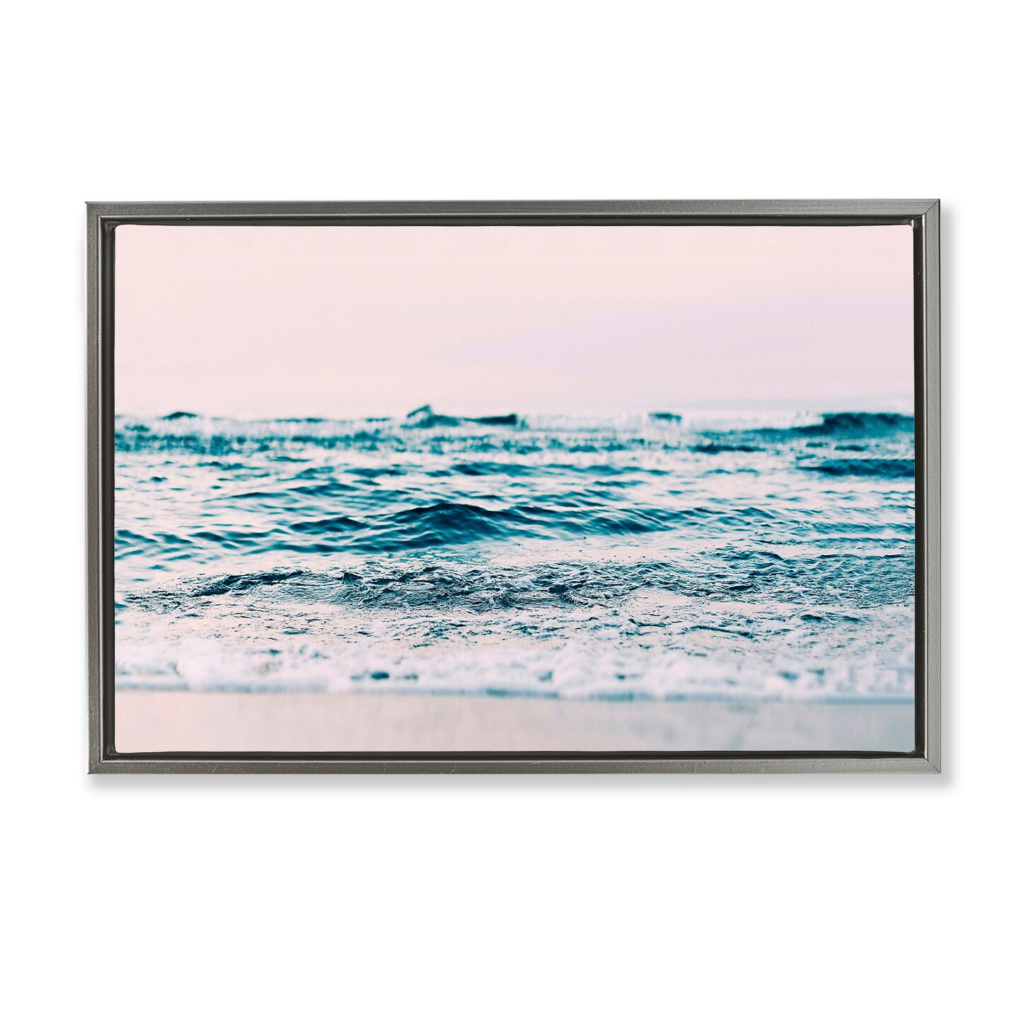 Stupell Industries Ocean Wave Blush Framed Floater Canvas Wall Art Design by Sisi and Seb