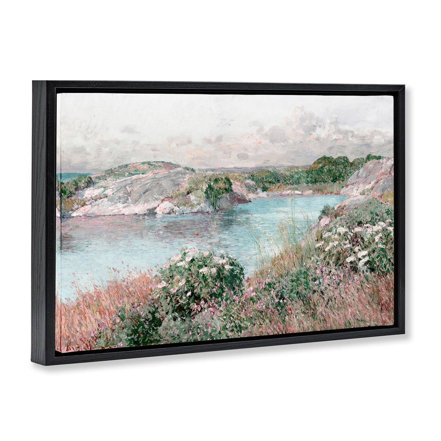 Stupell Industries Classic Riverbank Landscape Framed Floater Canvas Wall Art Design by Lettered and Lined