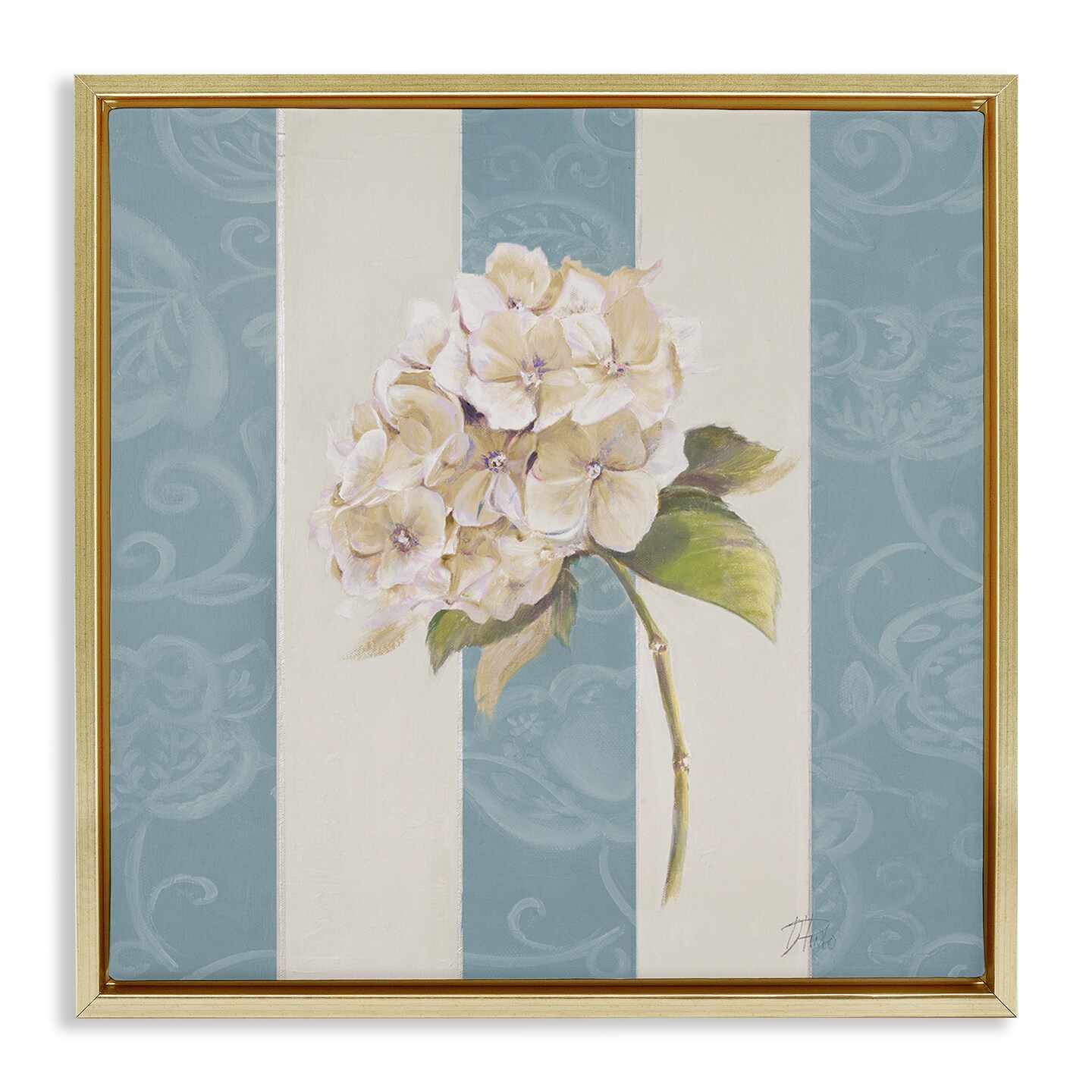 Stupell Industries Vintage Hydrangea Sprig Framed Floater Canvas Wall Art Design by Patricia Pinto