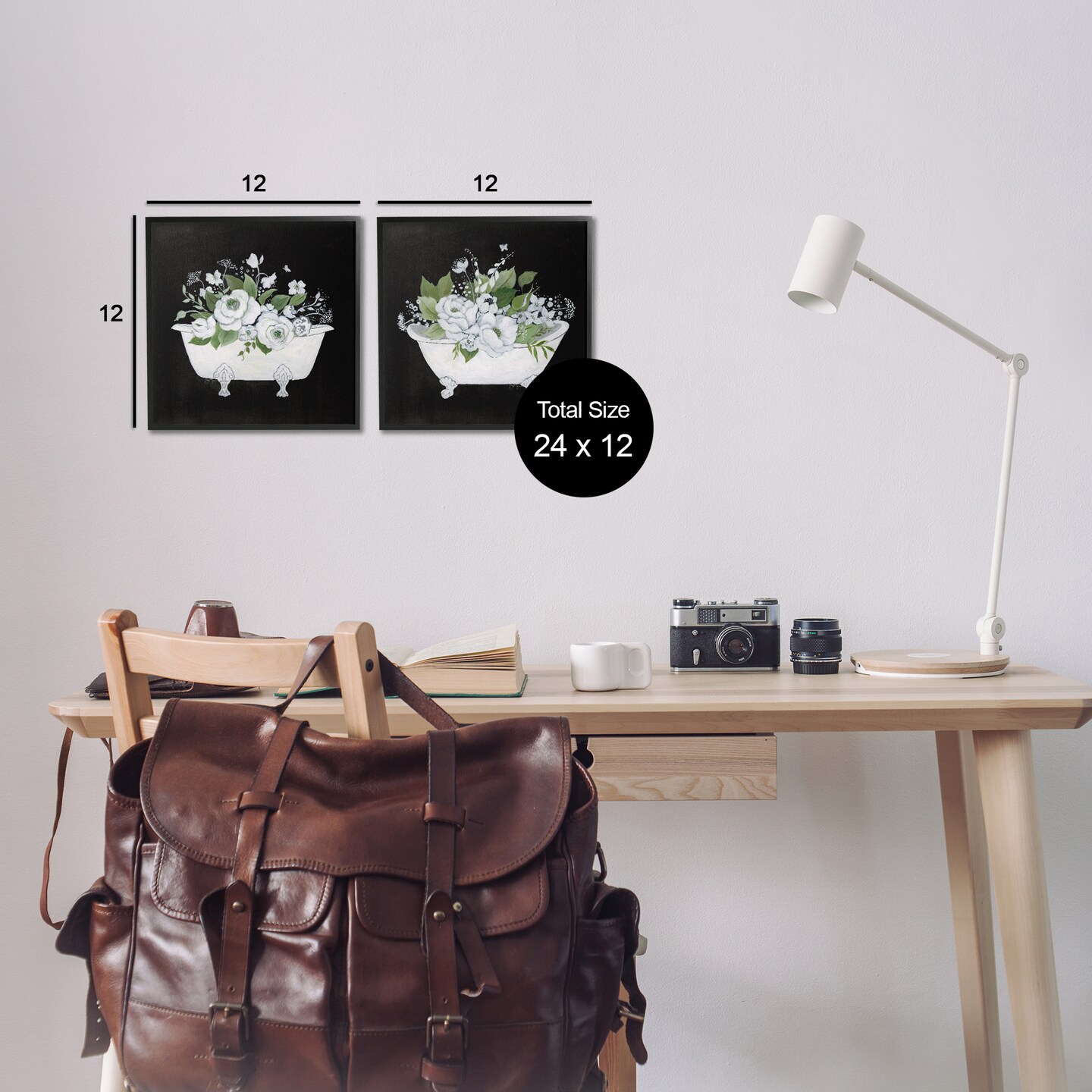 Stupell Industries Inviting Magnolia Clawfoot Tub 2 pc Framed Giclee Wall Art Set Design by Janet Tava