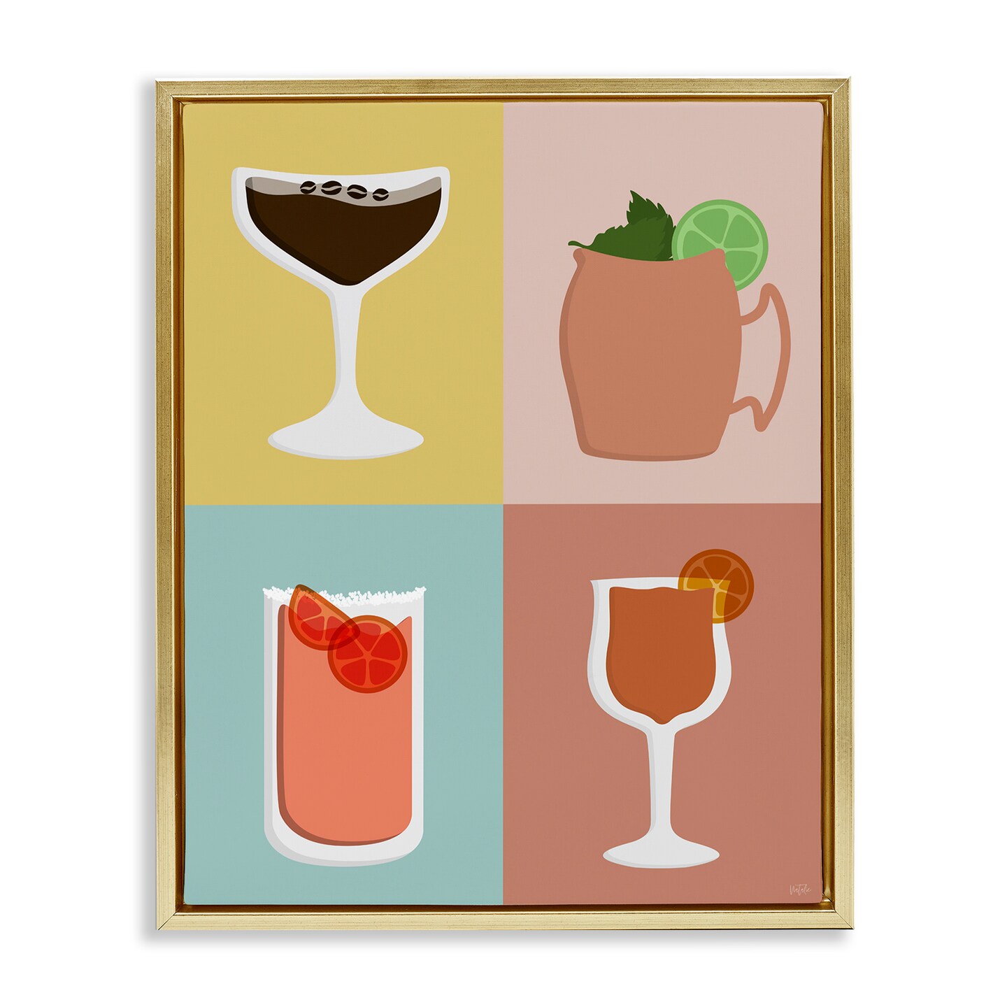 Stupell Industries Mixed Cocktail Drinks Framed Floater Canvas Wall Art Design by Natalie Carpentieri