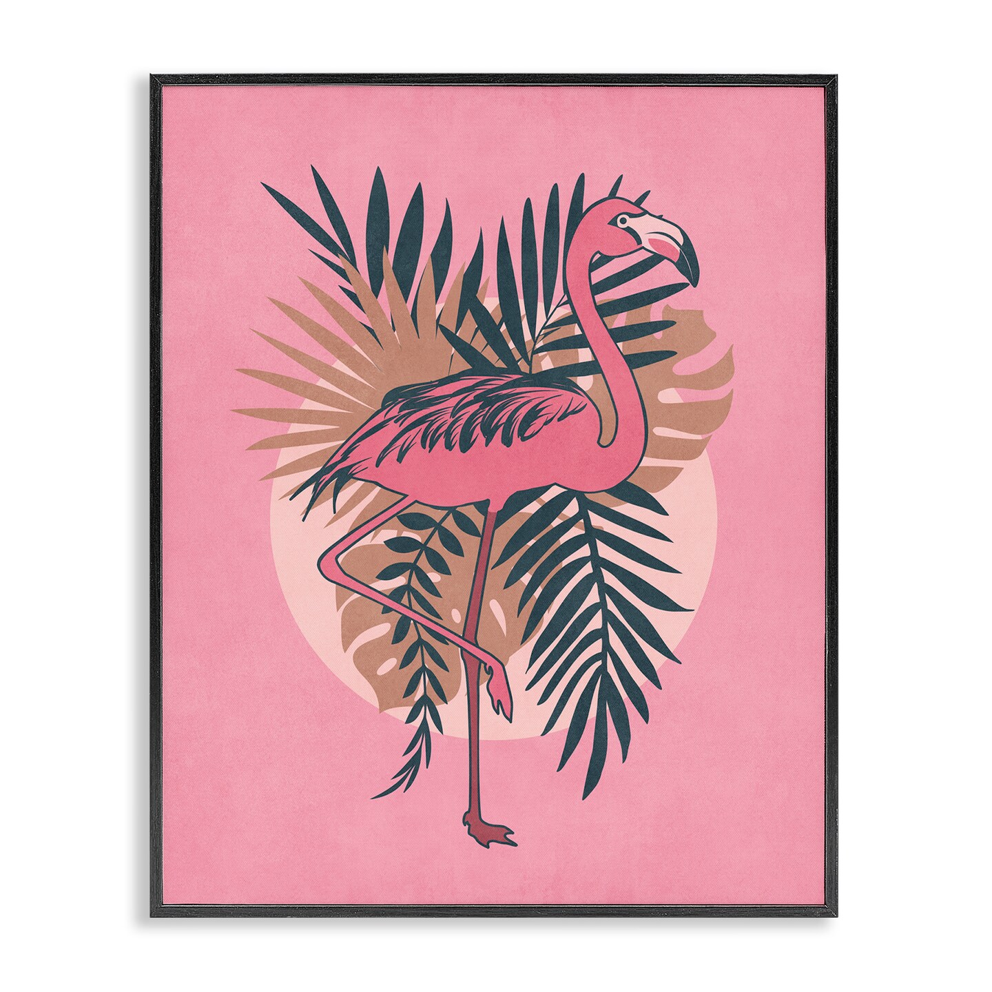 Stupell Industries Pink Retro Flamingo Framed Giclee Wall Art Design by Nataly White