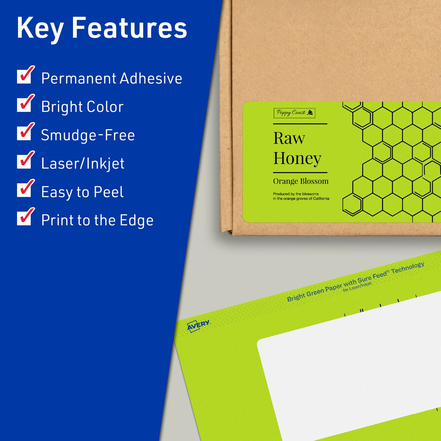 Avery Bright Green Paper Labels, 4&#x22; x 5&#x22; Rectangle