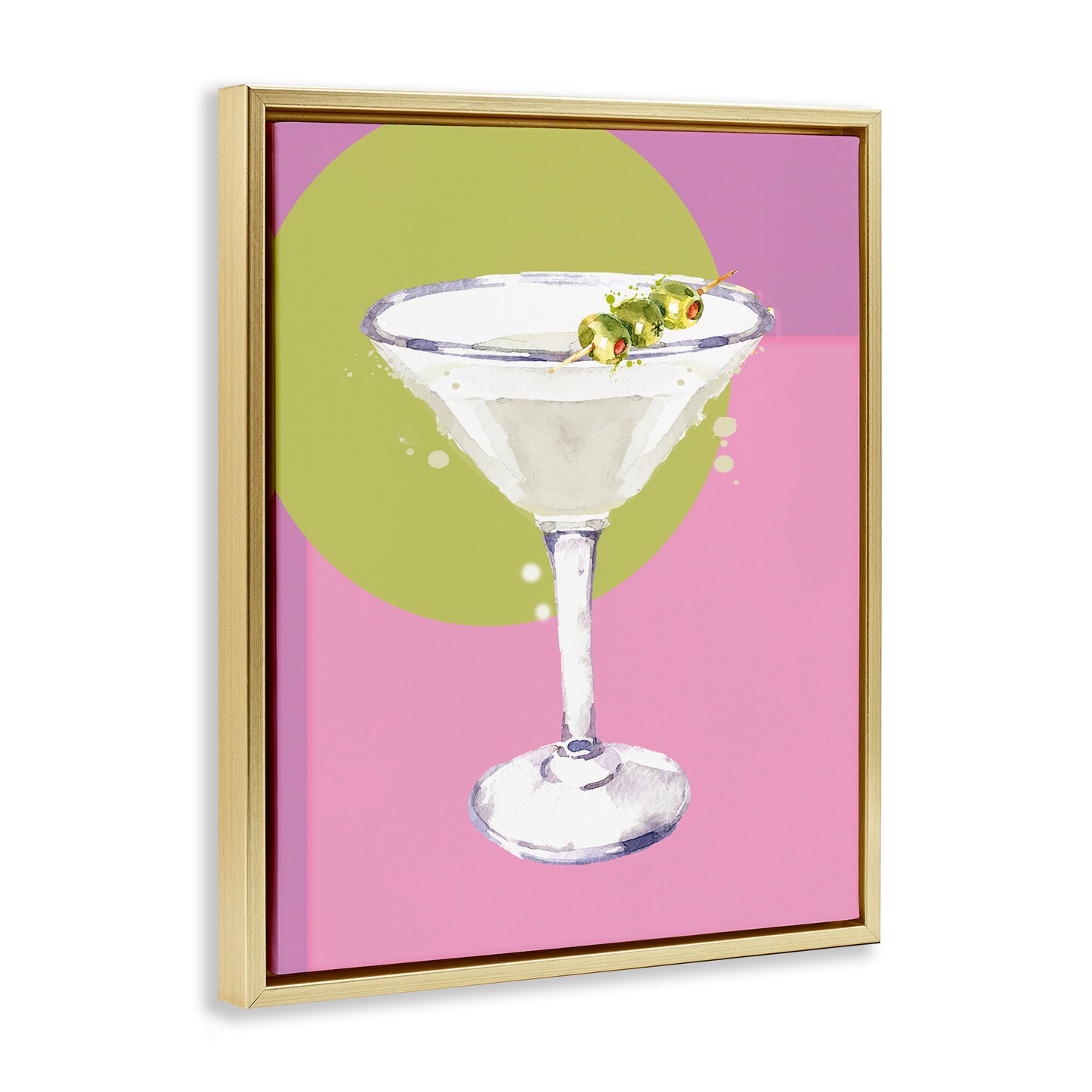 Stupell Industries Olive Martini Cocktail Framed Floater Canvas Wall Art Design by Susan Jill