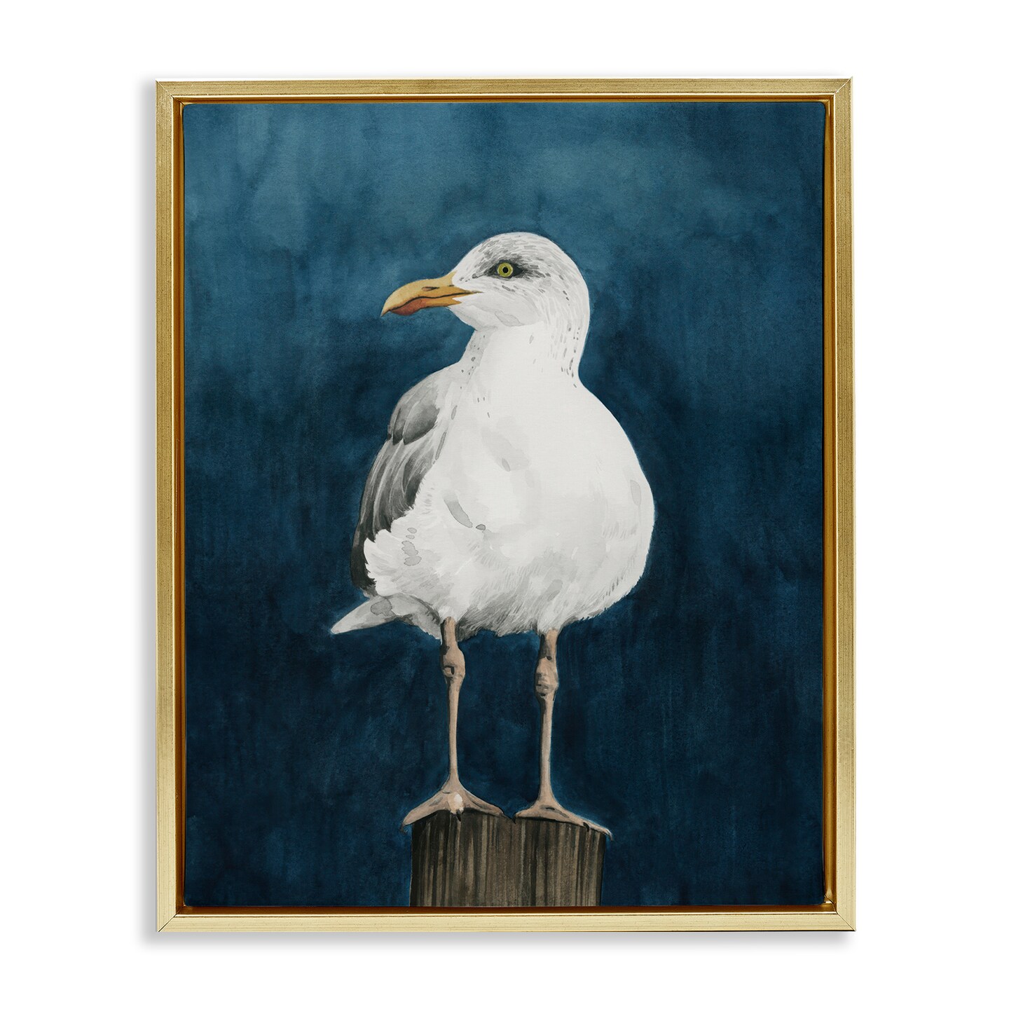 Stupell Industries Perched Coastal Bird Framed Floater Canvas Wall Art Design by Grace Popp