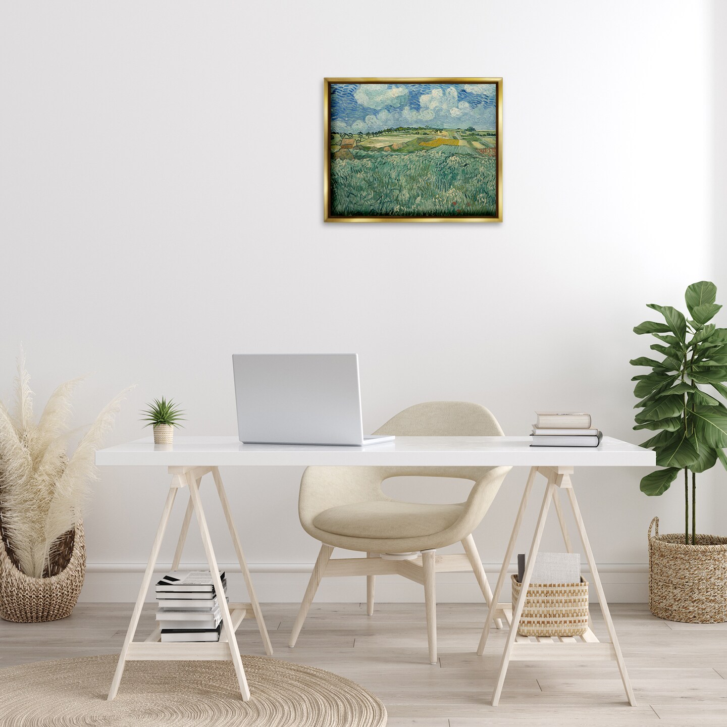 Stupell Industries Classical Van Gogh Farmland Framed Floater Canvas Wall Art Design by one1000paintings