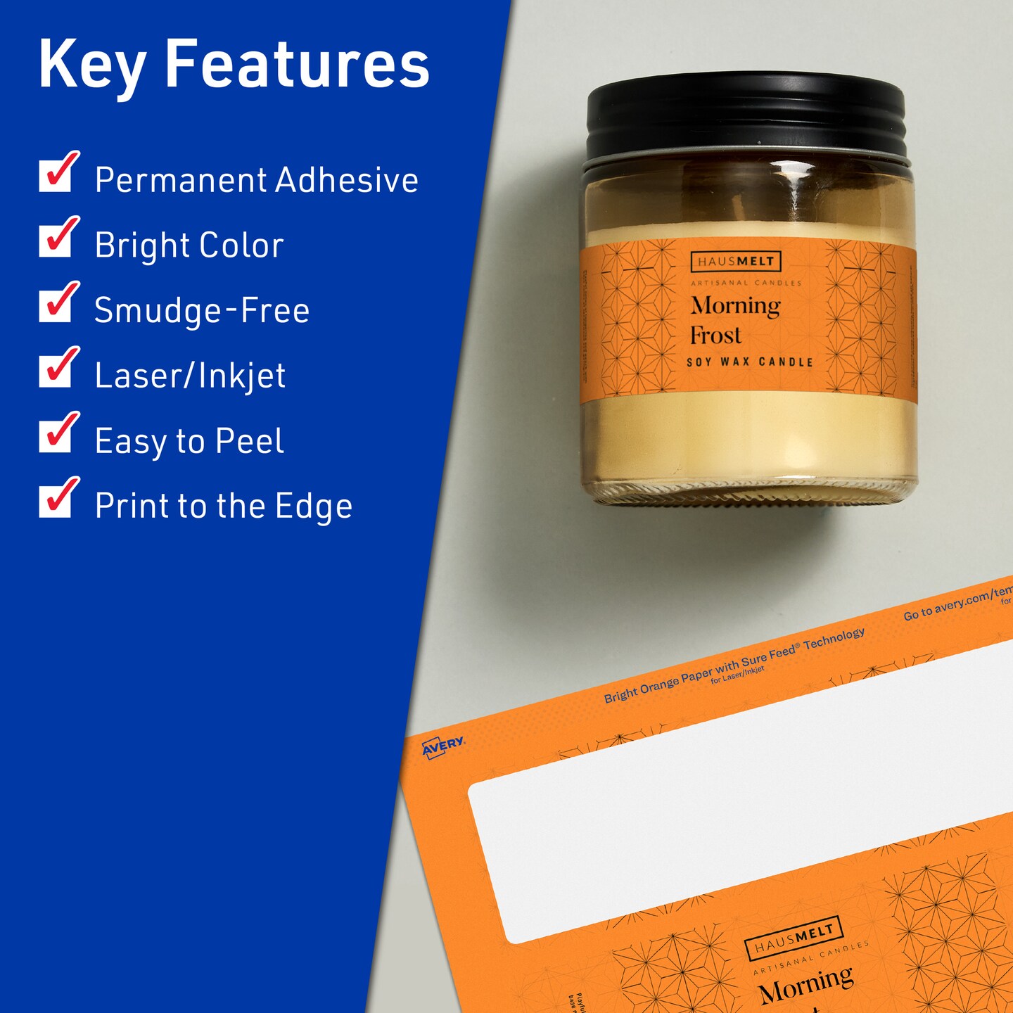 Avery Bright Orange Paper Labels, 3&#x22; x 7&#x22; Rectangle