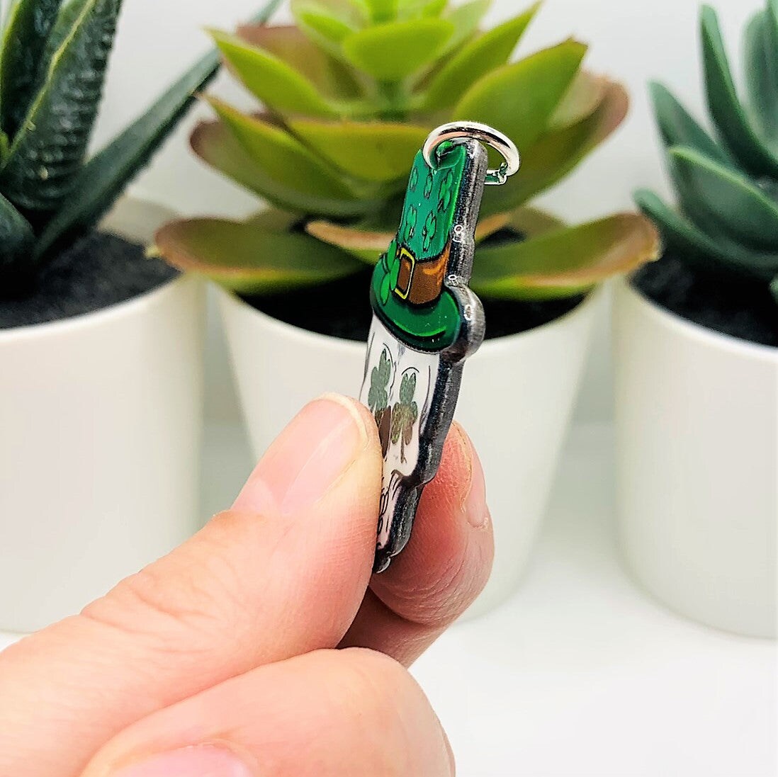 1, 4 or 20 Pieces: Punk St. Patrick&#x27;s Day Skull Charms - Double Sided