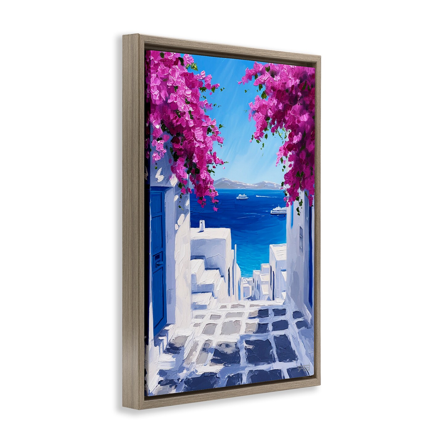 Stupell Industries Coastal Architecture Town Framed Floater Canvas Wall Art Design by RB