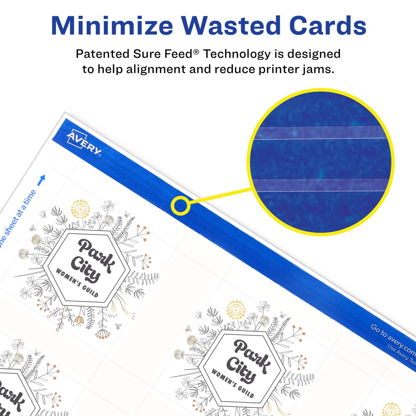 Avery Printable Matte White Cards with Sure Feed, 2&#x22; x 2&#x22; Square
