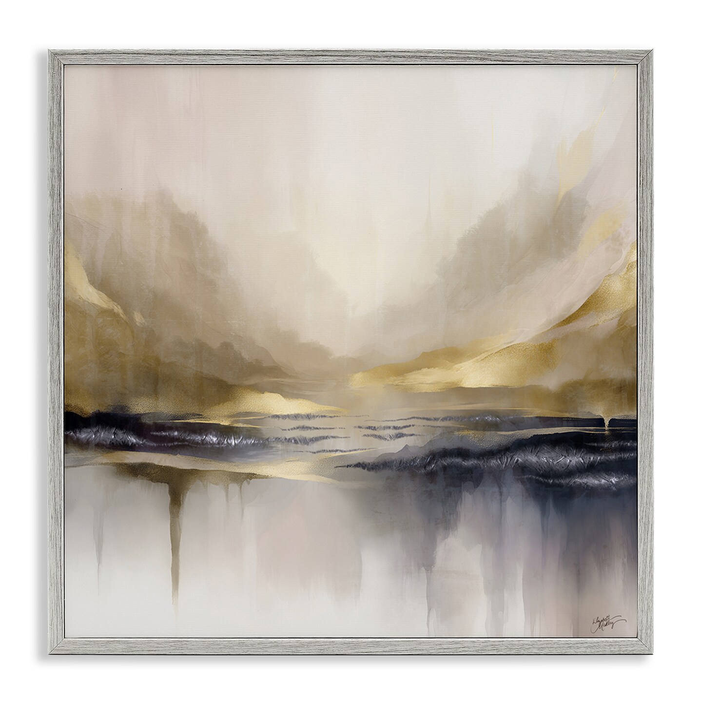 Stupell Industries Abstract Meadow Gold Accent Framed Giclee Wall Art Design by Elizabeth Medley