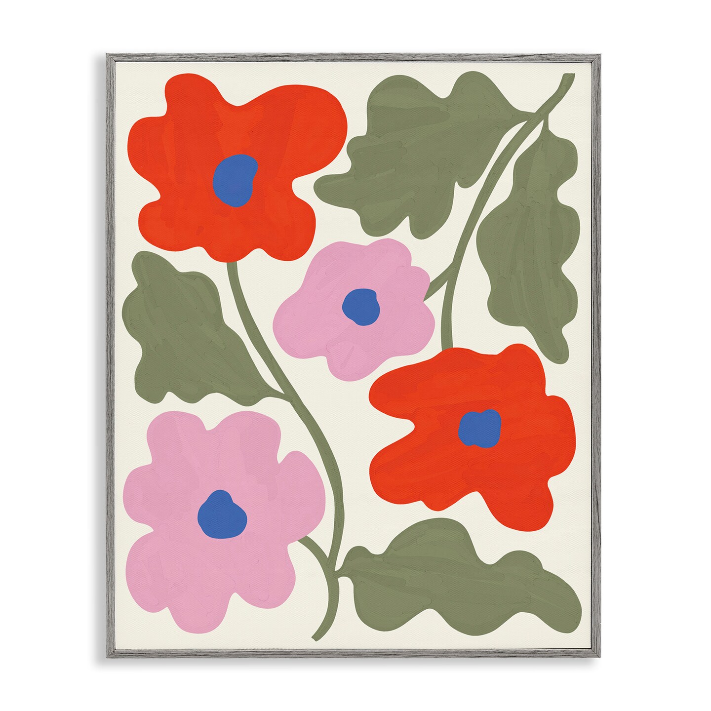 Stupell Industries Red & Pink Bold Flowers Framed Giclee Wall Art Design by Aralma