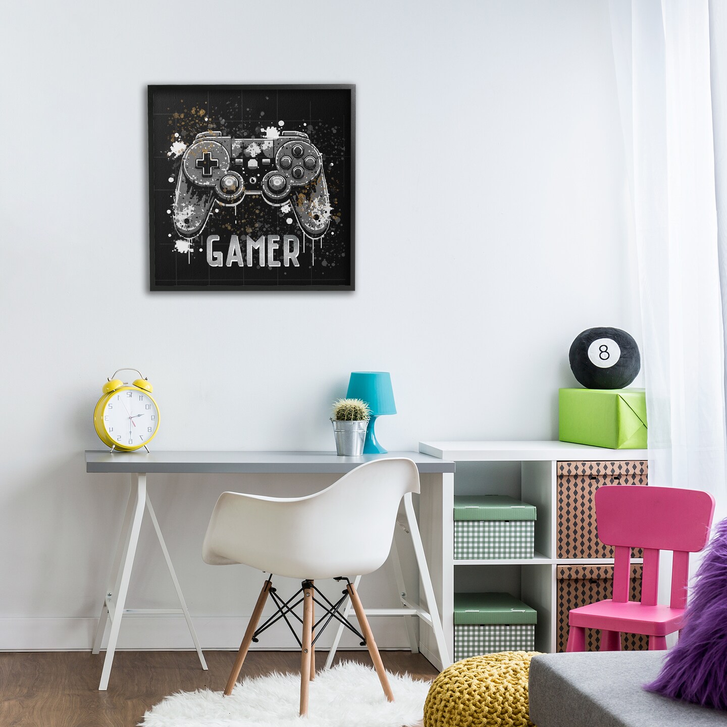 Stupell Industries Pixel Style Gamer Framed Giclee Wall Art Design by Kim Allen