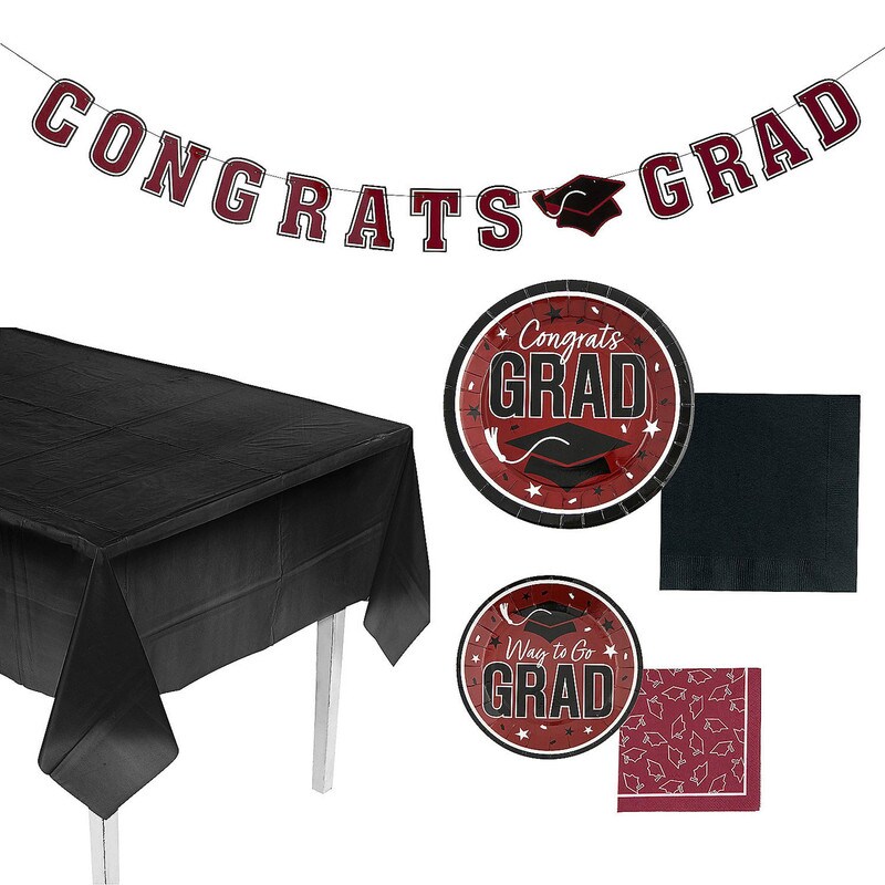 152 Pieces Graduation Party Solid Color Disposable Tableware Kit for 25