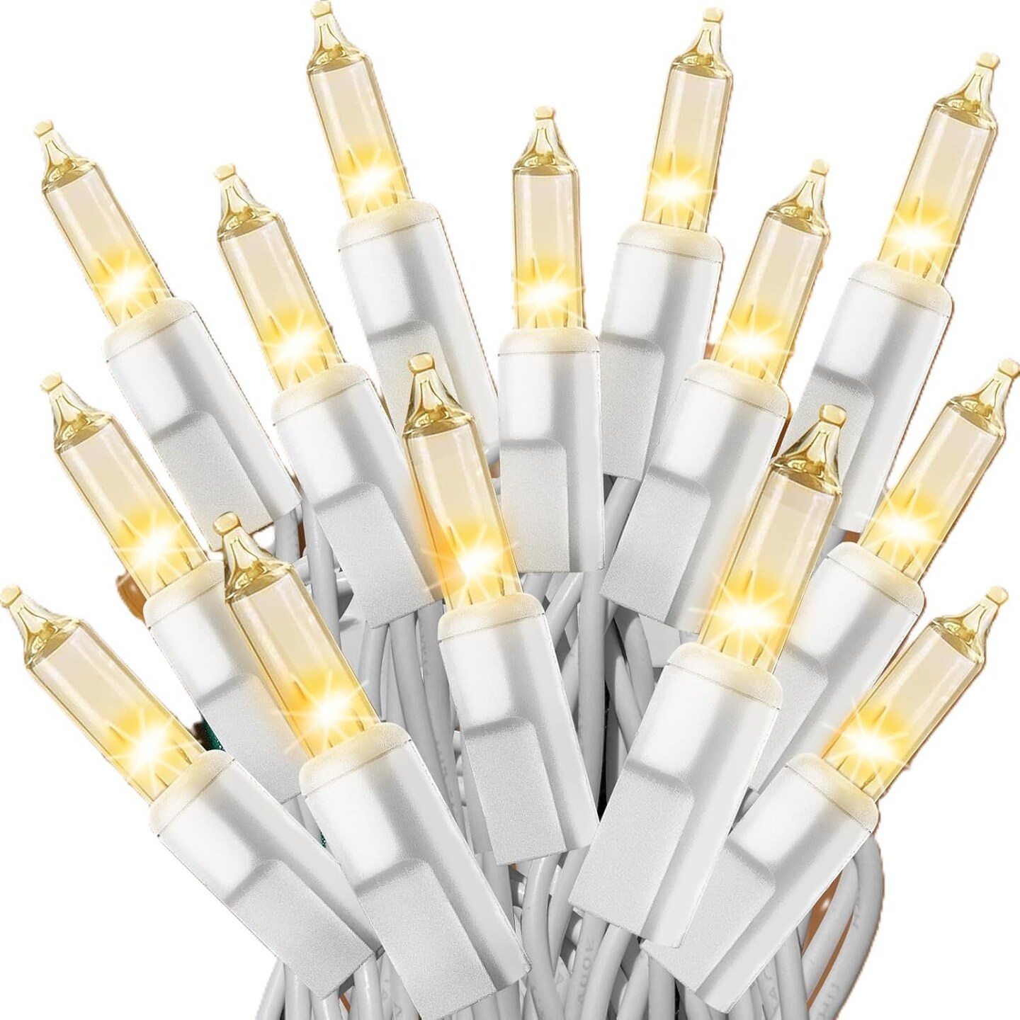 Holiday Pride 100-Count Clear White Christmas String Lights – 24 Ft Indoor/Outdoor Plug-In Lights on White Wire, Static & Flashing Modes, UL Listed, Connectable, Replacement Bulbs Included (White)