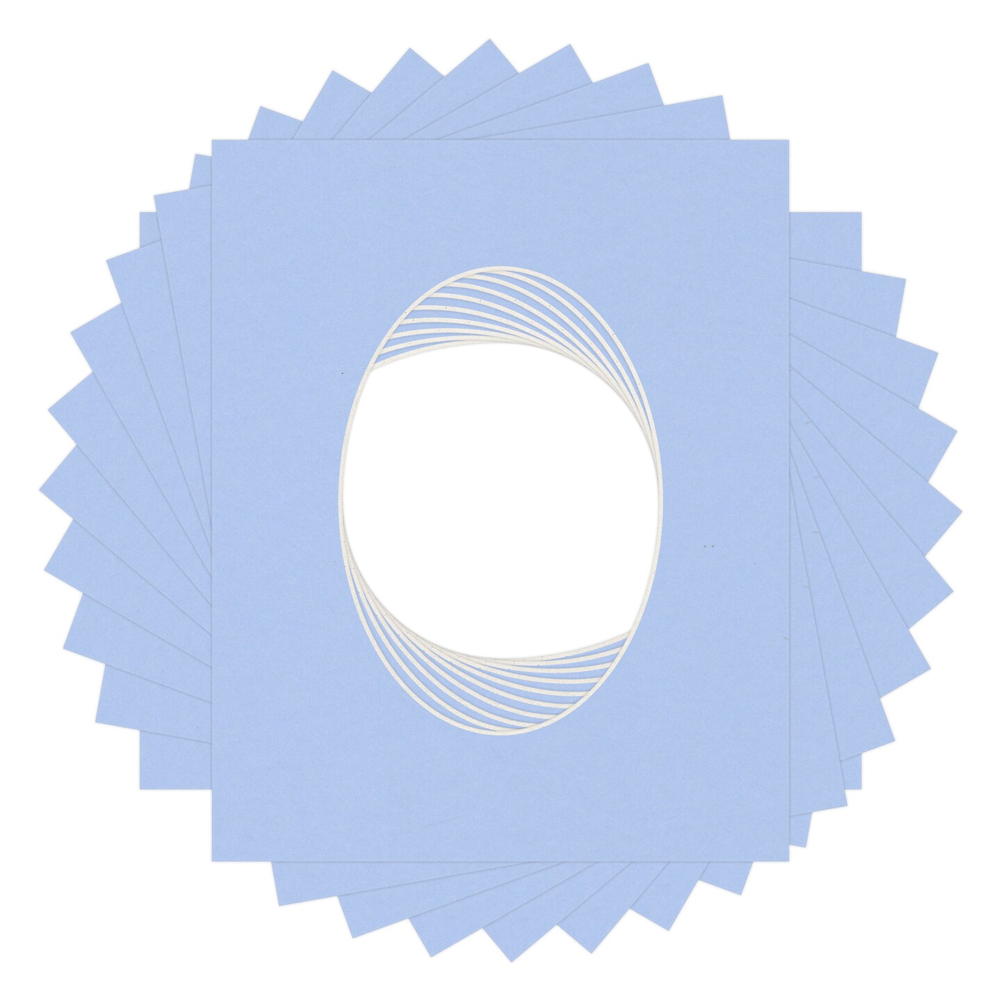Fountain Blue Mat Board for 8x10 Frames - Oval Opening for 5x7 Photos