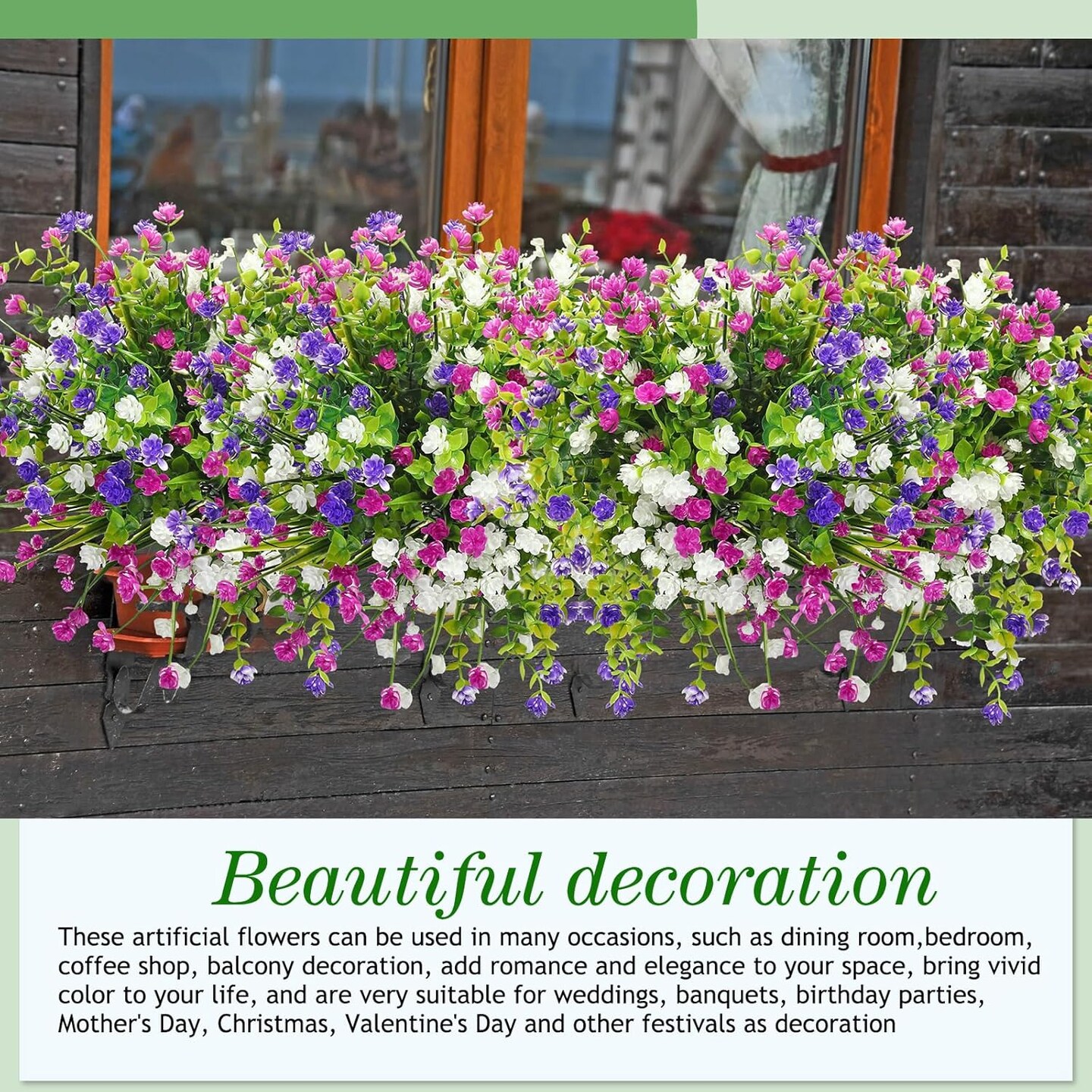 36 Bundles Artificial Flowers – UV Resistant Faux Plants for Outdoor & Home Decor (Delicate Colors)