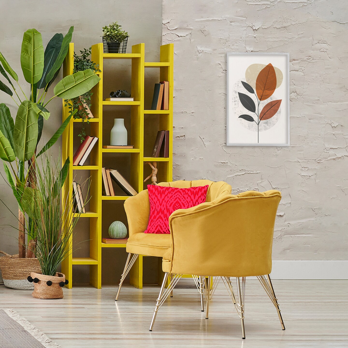 Stupell Industries Autumnal Neutral Leaves Framed Giclee Wall Art Design by LSR Design Studio