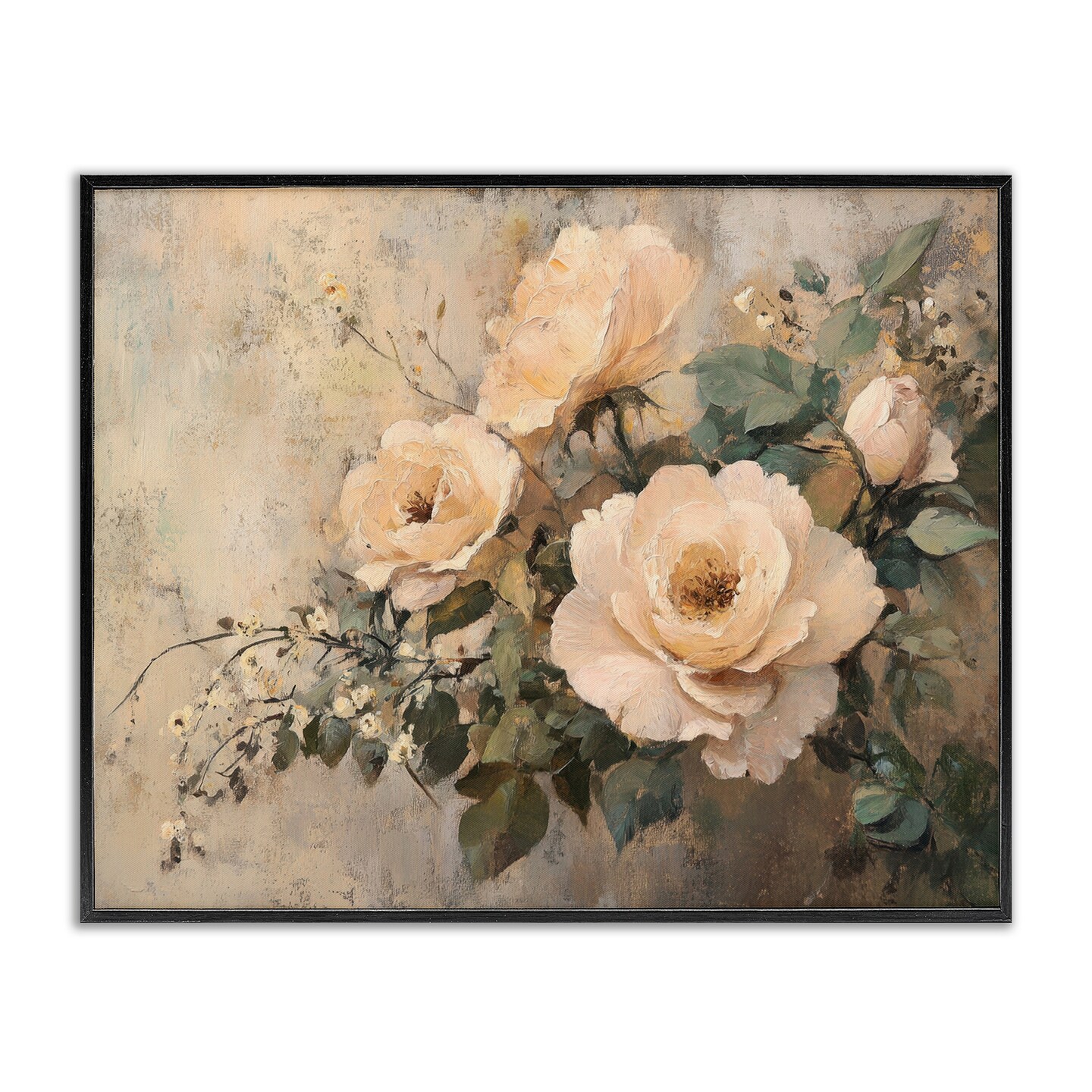 Stupell Industries Blush Roses Blooming Framed Giclee Wall Art Design by Petal Prints Design