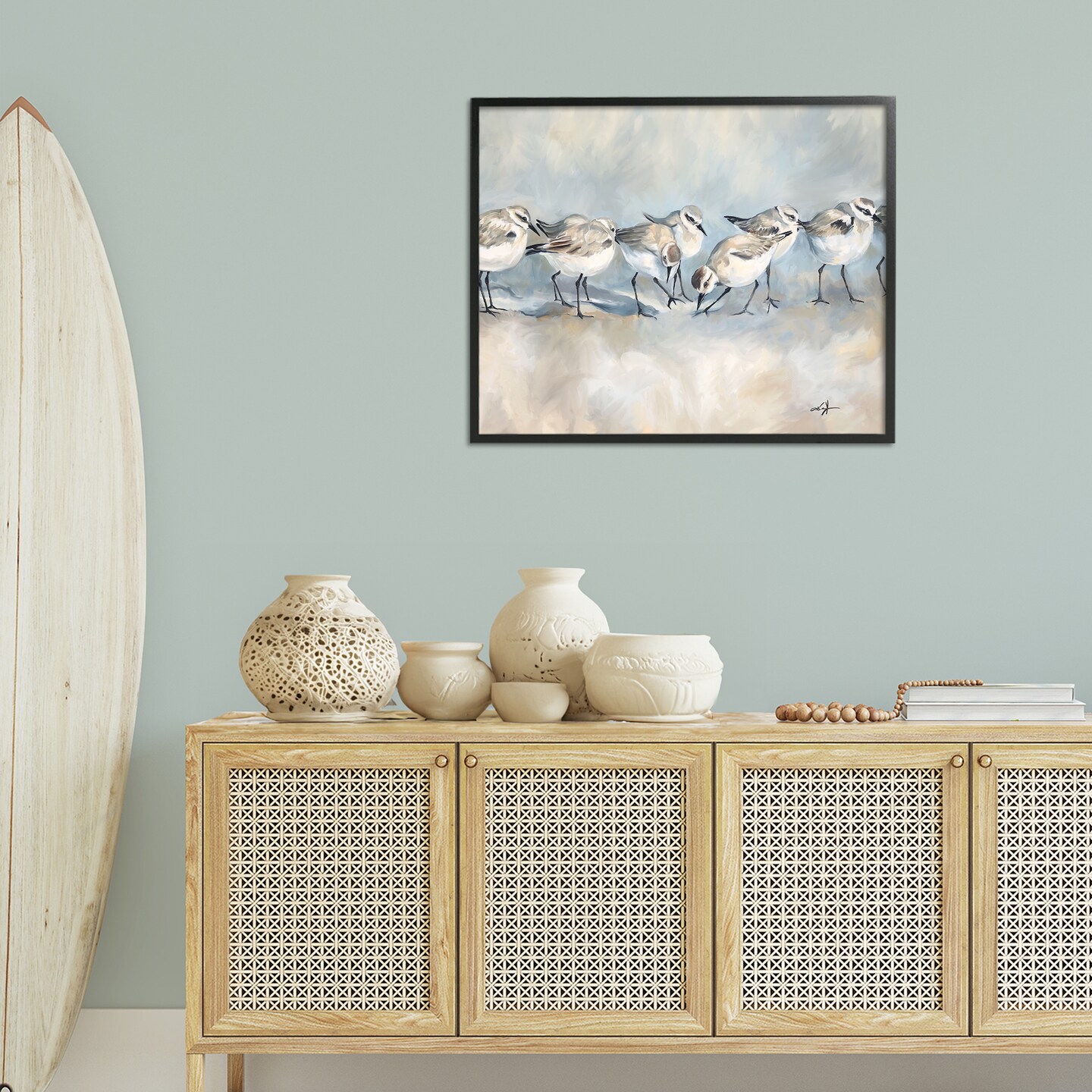 Stupell Industries Sandpiper Birds Mirage Framed Giclee Design by Ramona Murdock