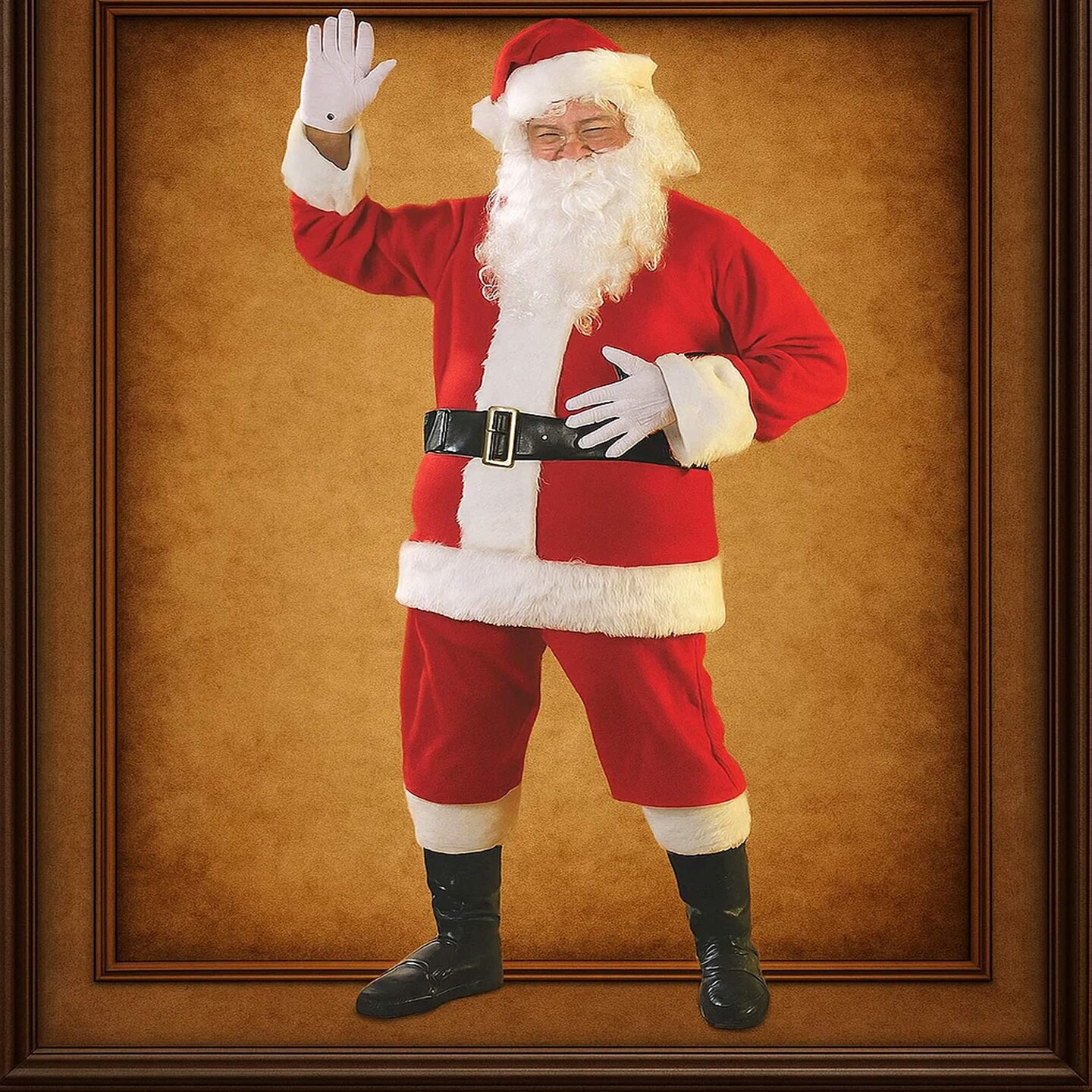 Plus Size Flannel Santa Suit Adult Costume Six Piece Set for Holiday Cheer