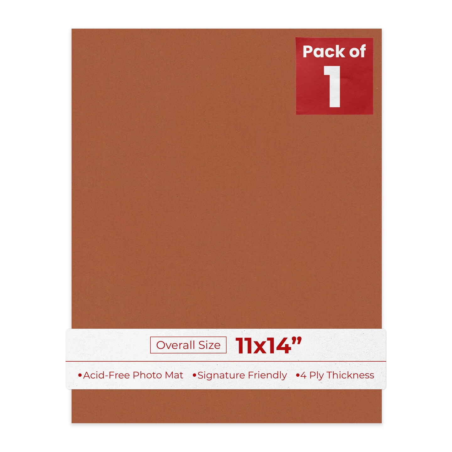 Terra-cotta Red 11x14 Uncut Mat Board - Blank Sheets, No Opening