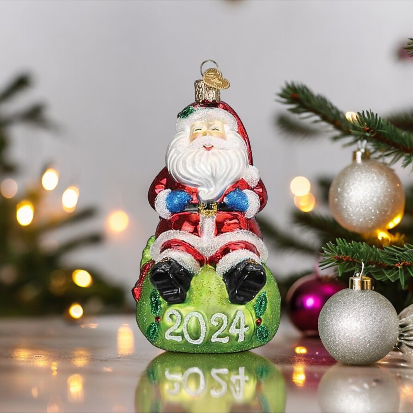 Old World Christmas 4.75 In 2024 Jovial Santa Christmas Tree Ornament , Christmas Decor Toy Sack Celebrate