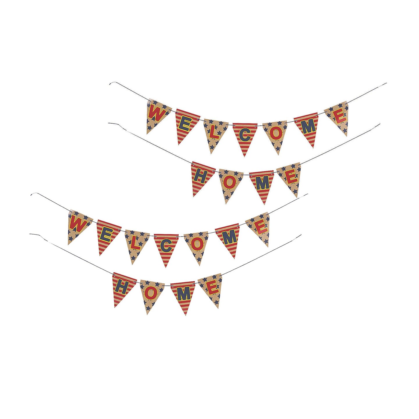 4th of July Patriotic Welcome Home Pennant Banner Party Decoration - 2 Pc.