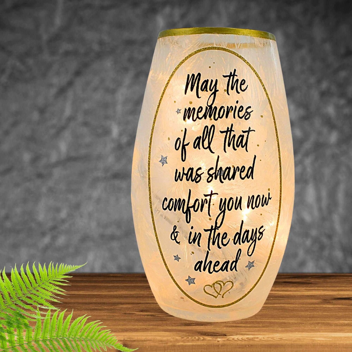 Stony Creek 7.25 In Sharing Memories Pre-Lit Med Bereavement Lighted Glass Accent , Electric Heaven Comfort