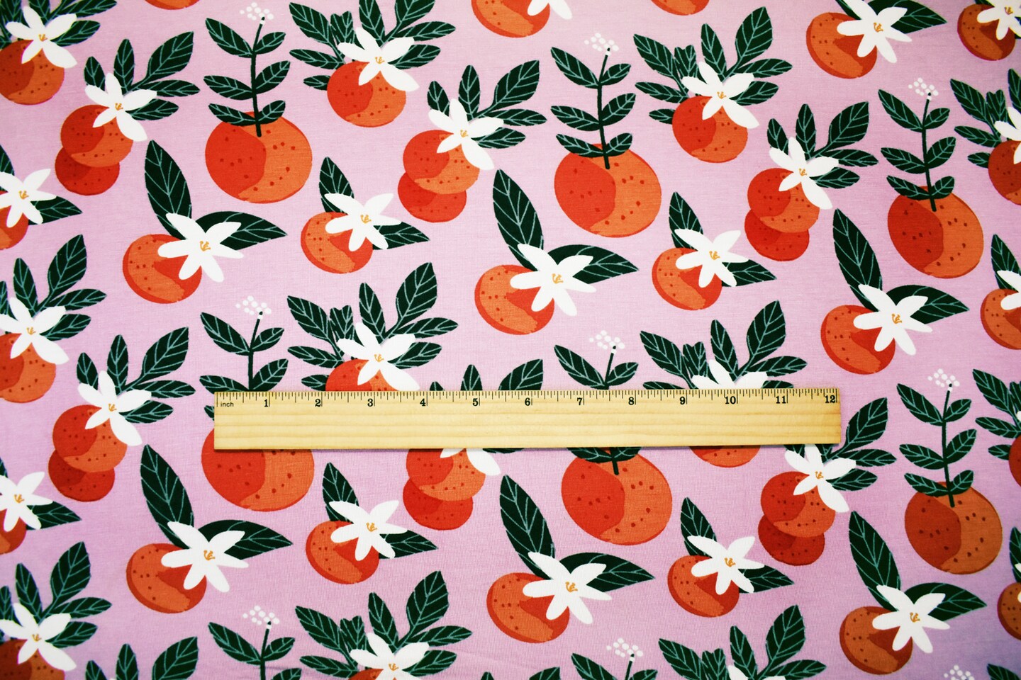 Orange-Multi Rayon Modal Fruit Floral Print Stretch Spandex Jersey Knit Fabric By the Yard