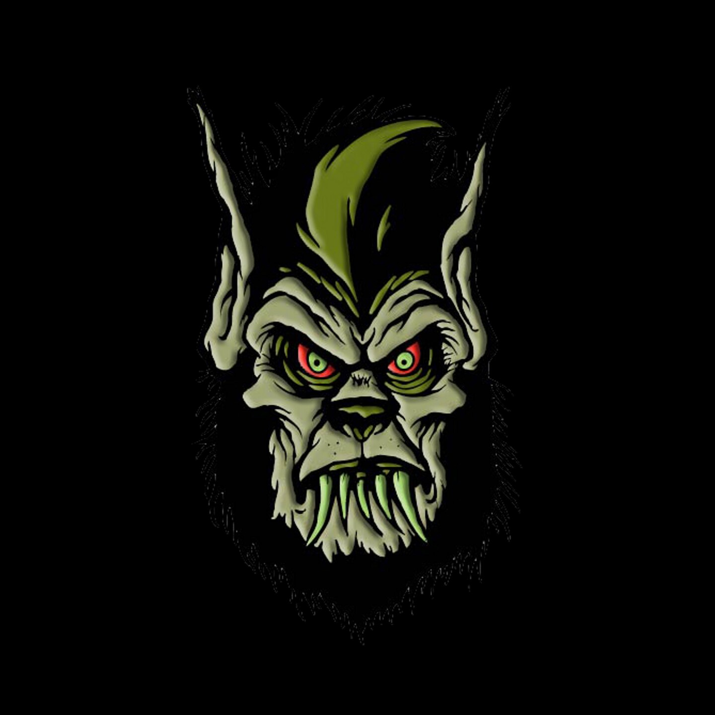 Toxictoons Werewolf Monster Face Full-Color Enamel Pin 1 1/2&#x22;