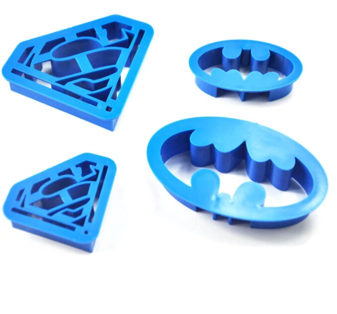 Batman Superman and Cutters cookie cutters
