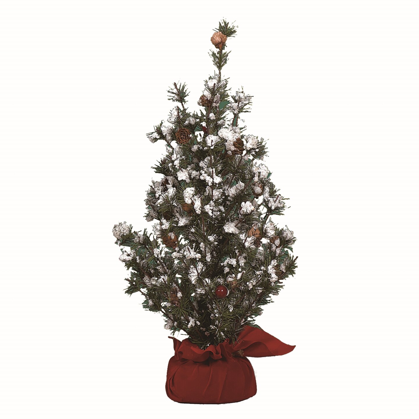 Transpac Burnished Gold Green Christmas Medium Tree in Gift Bag with Berries Artificial Fabric Holiday Decor