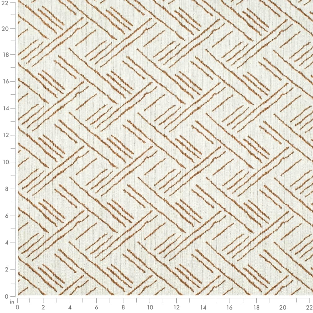 Brown Global Geometric Woven Pattern Cotton Blend Upholstery Fabric by The Yard - SKU: Cinzia Toffee
