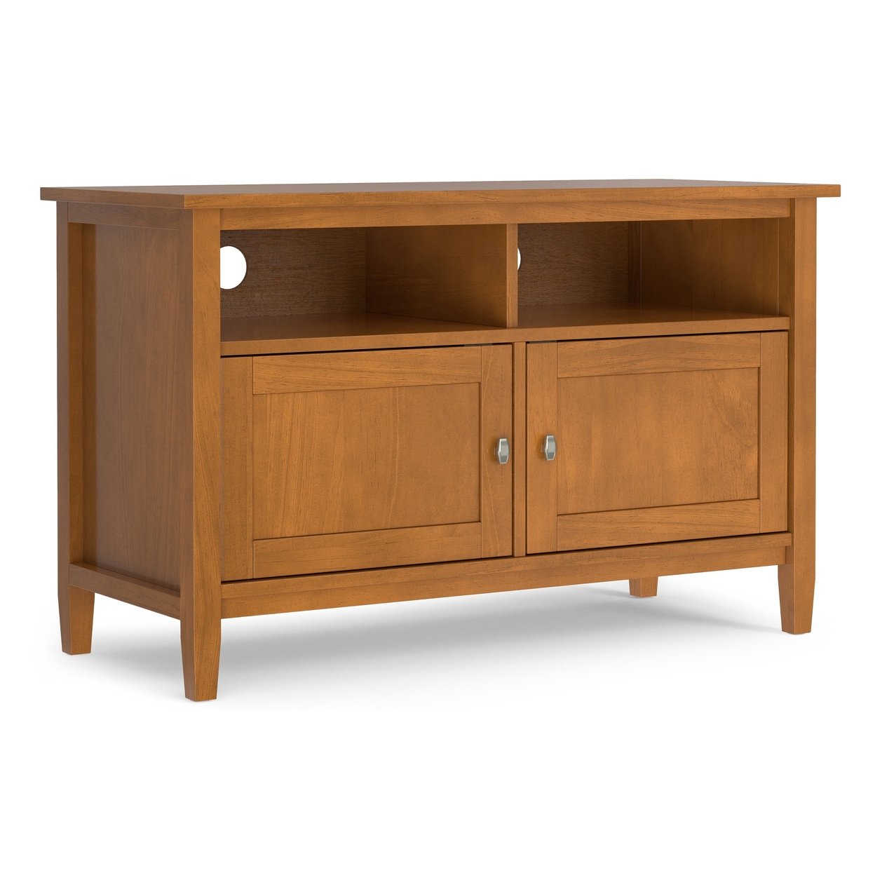Warm Shaker 42 Inch Tv Media Stand Solid Wood Light Golden Brown Entertainment Center