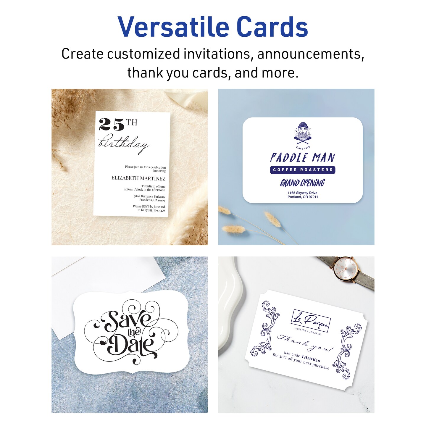 Avery Matte White Invitation Cards, 5" x 7" Rectangle Rounded Corners