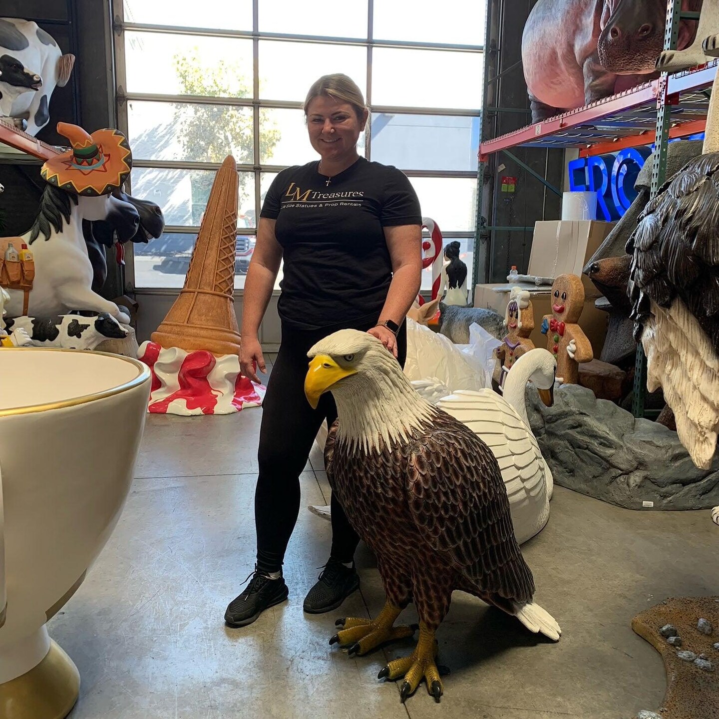 Standing Bald Eagle Life Size Statue