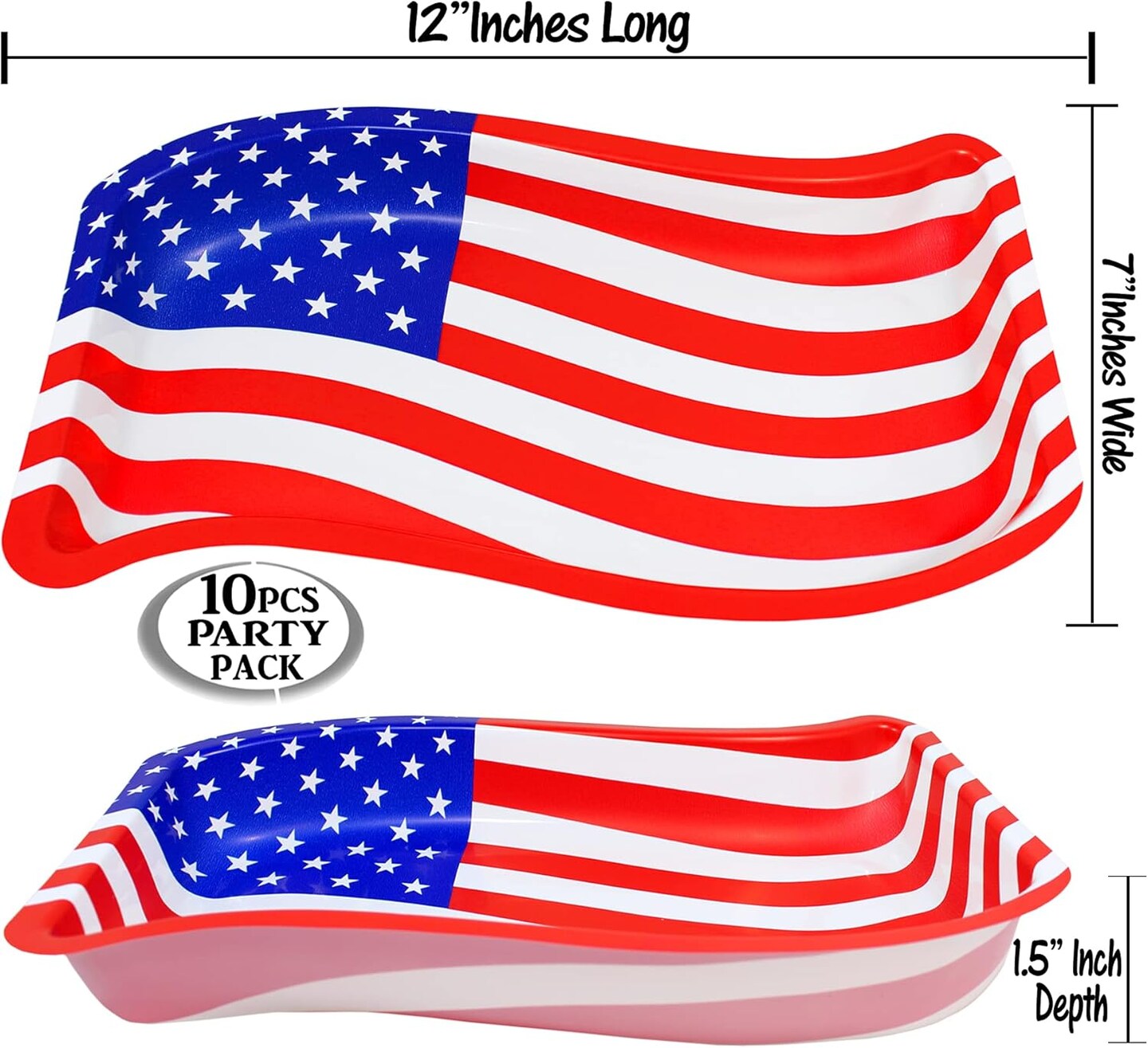 10pcs 4th of July Serving Trays – Plastic Patriotic Snack Platters for USA Celebration