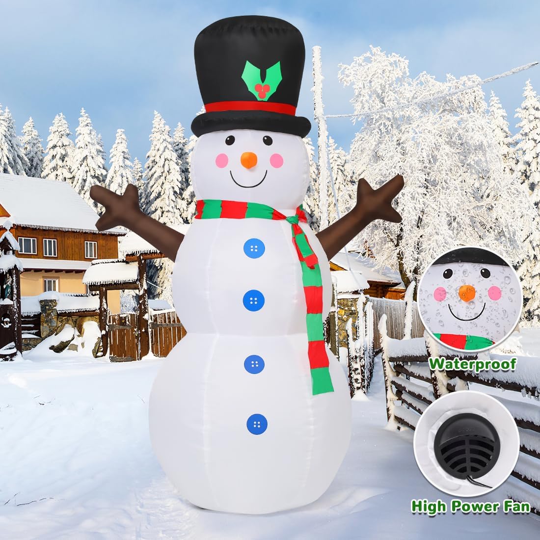 GOOSH 5 FT Inflatable Outdoor Christmas Snowman with Branch Hand