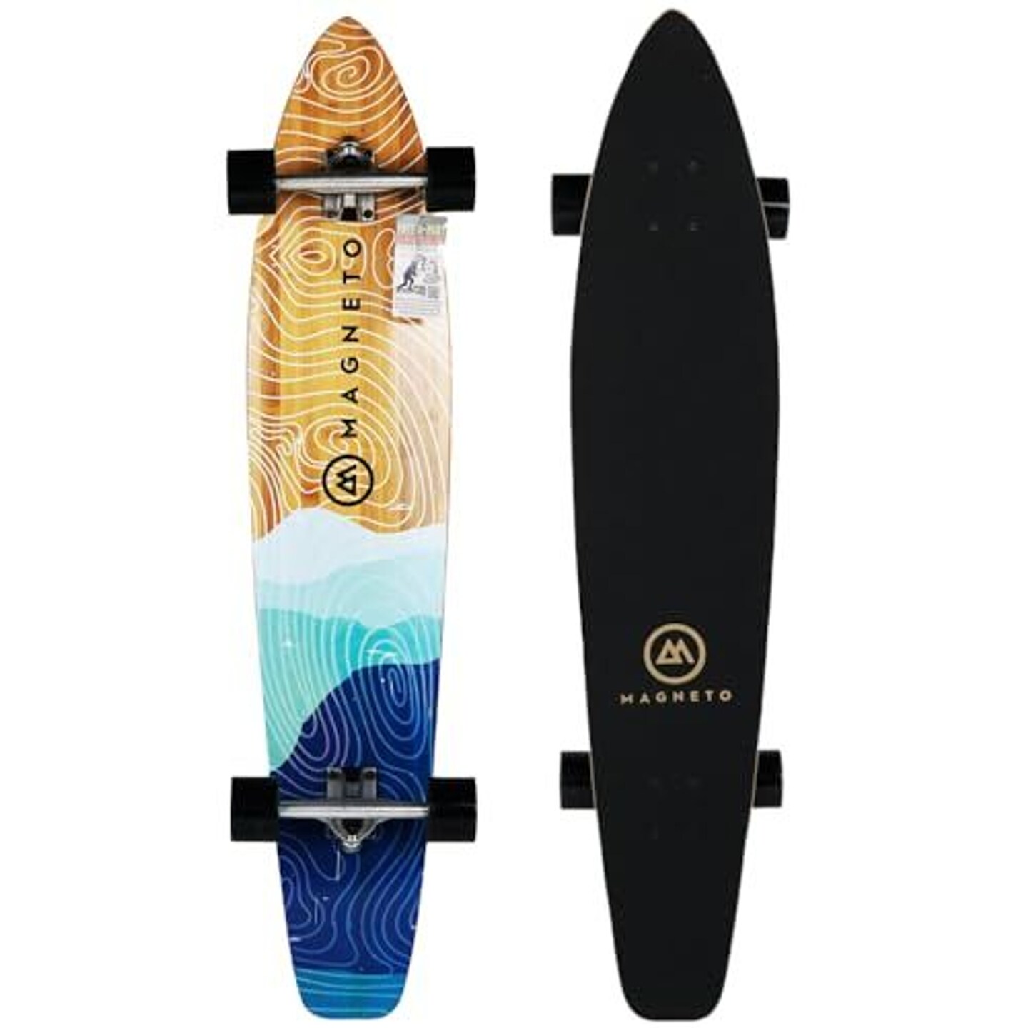 Magneto 44-in Kicktail Cruiser Longboard Skateboard - Smooth Cruising with 70mm 80A Wheels - Durable Bamboo & Maple Deck - Kicktail for Commuting & Carving - 44 in x 9 in, Mountains