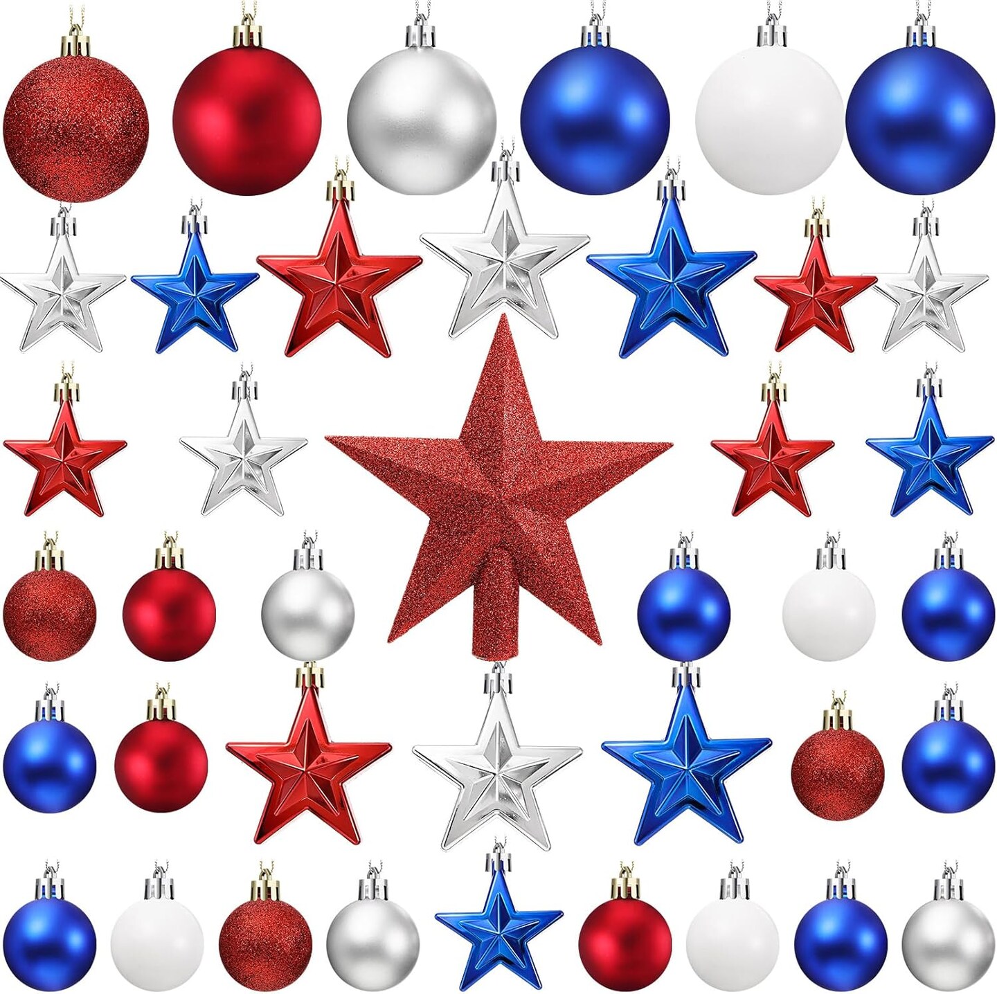 49 Pcs 4th of July Hanging Ornaments Decorations Set (Purple Green, Ghost)