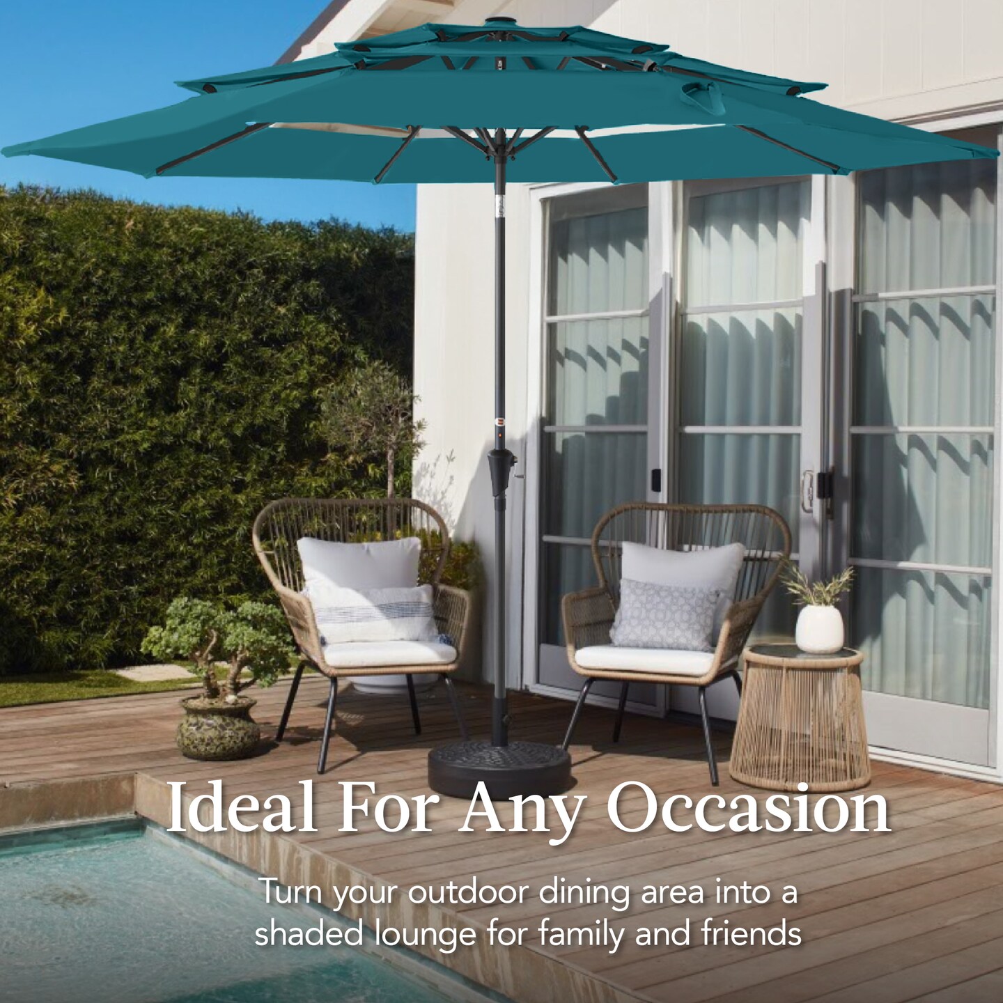 Best Choice Products 10ft 3-Tier Patio Umbrella, Market Sun Shade w/ Tilt Adjustment, Easy Crank