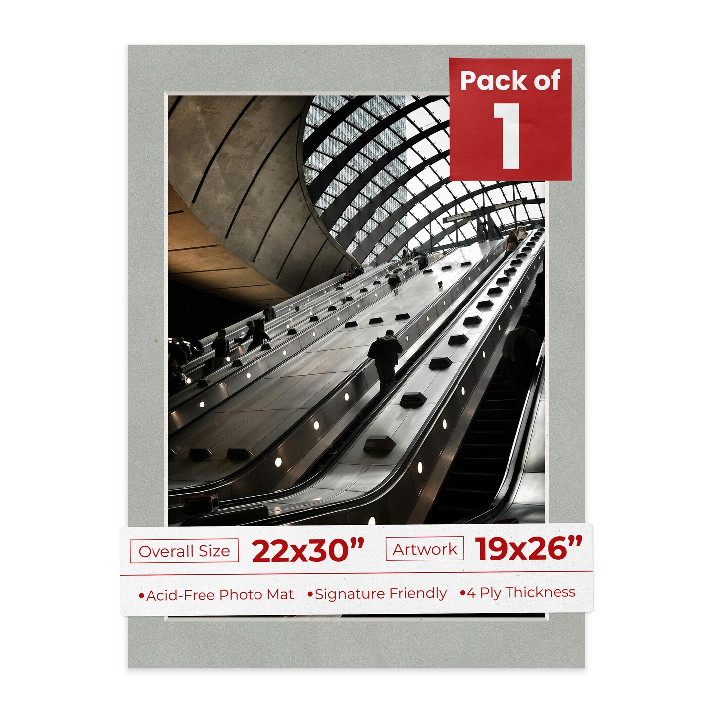 Light Grey Suede Mat Board for 22x30 Frames - Fits 19x26 Photos