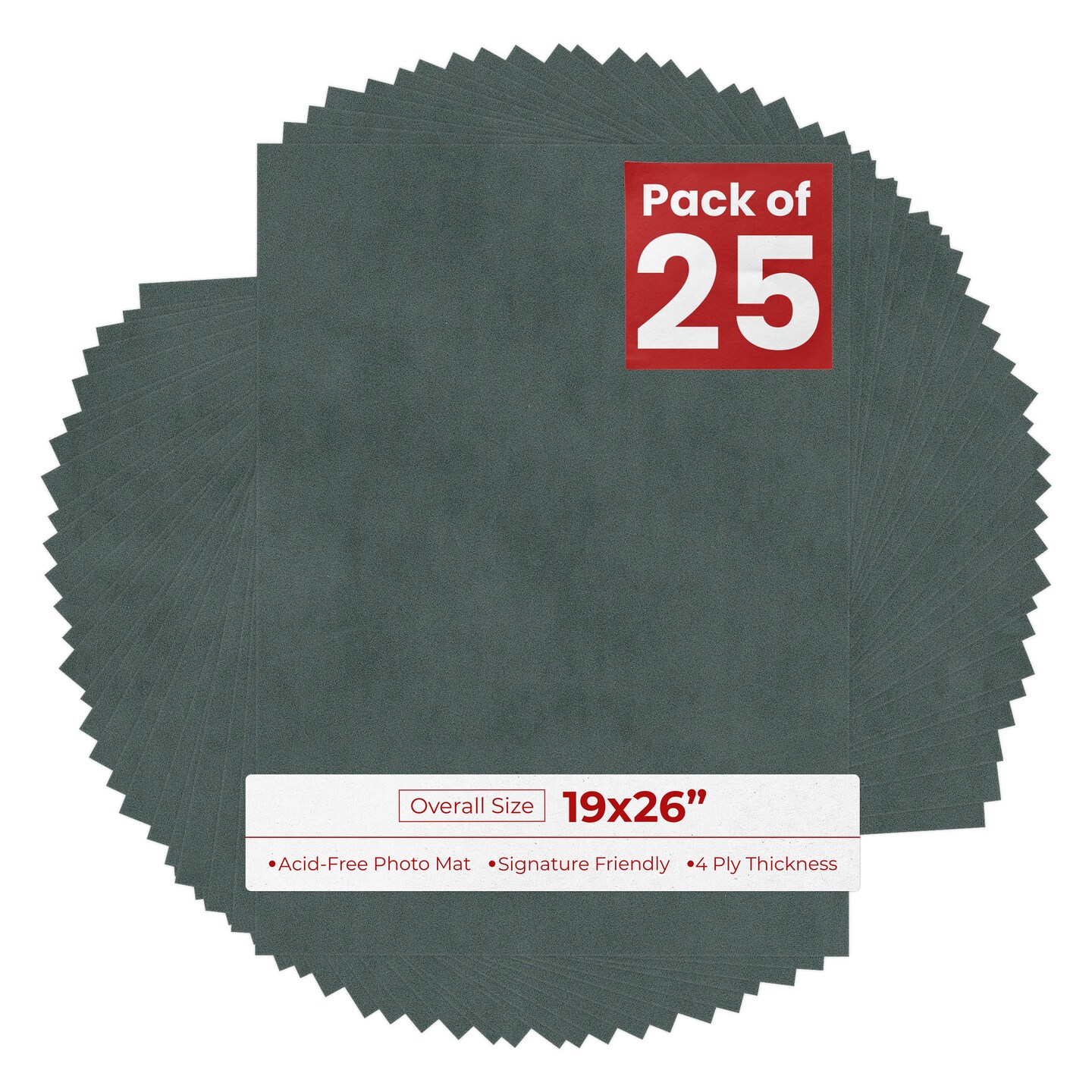 Dark Grey Suede 19x26 Uncut Mat Board - Blank Sheets, No Opening