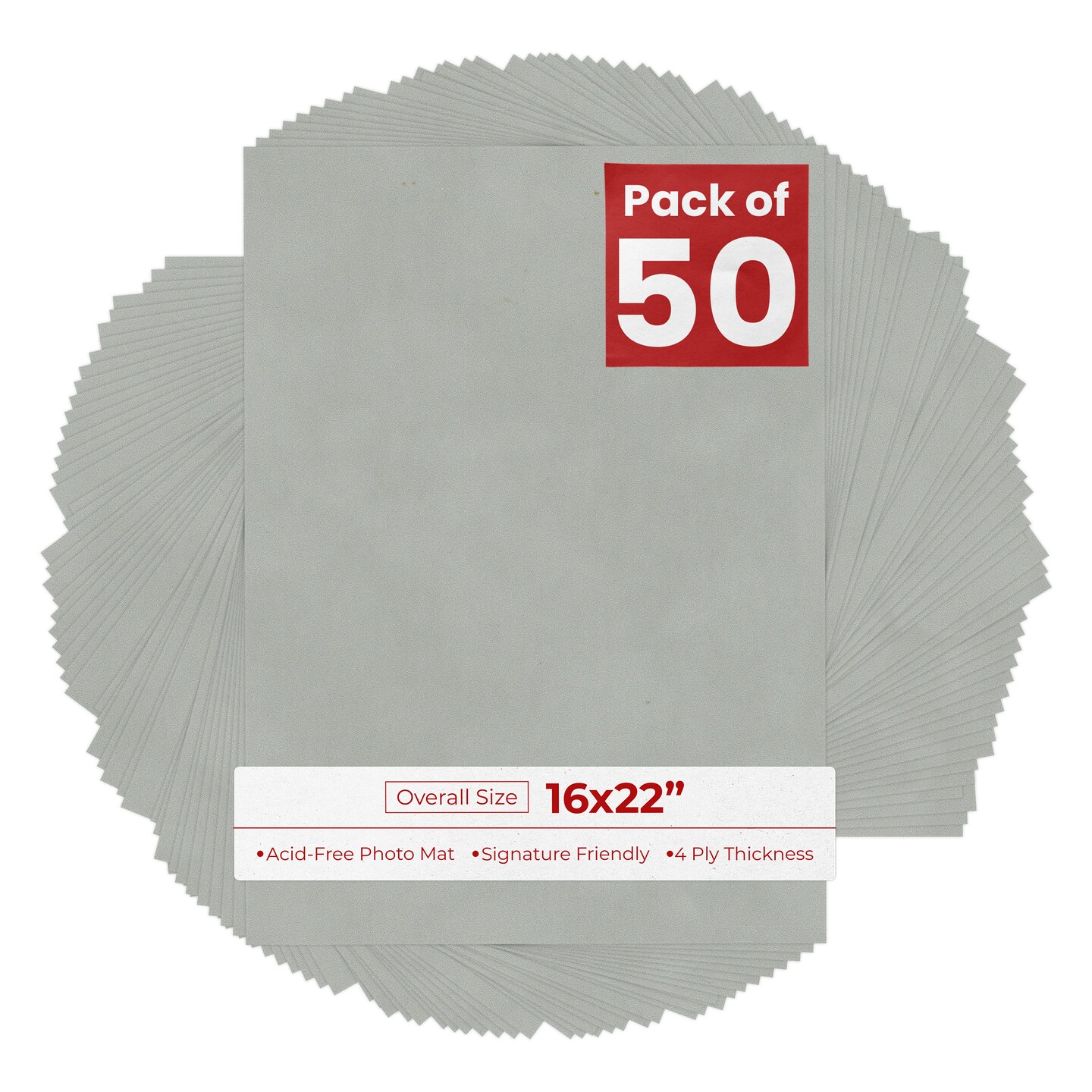 Light Grey Suede 16x22 Uncut Mat Board - Blank Sheets, No Opening