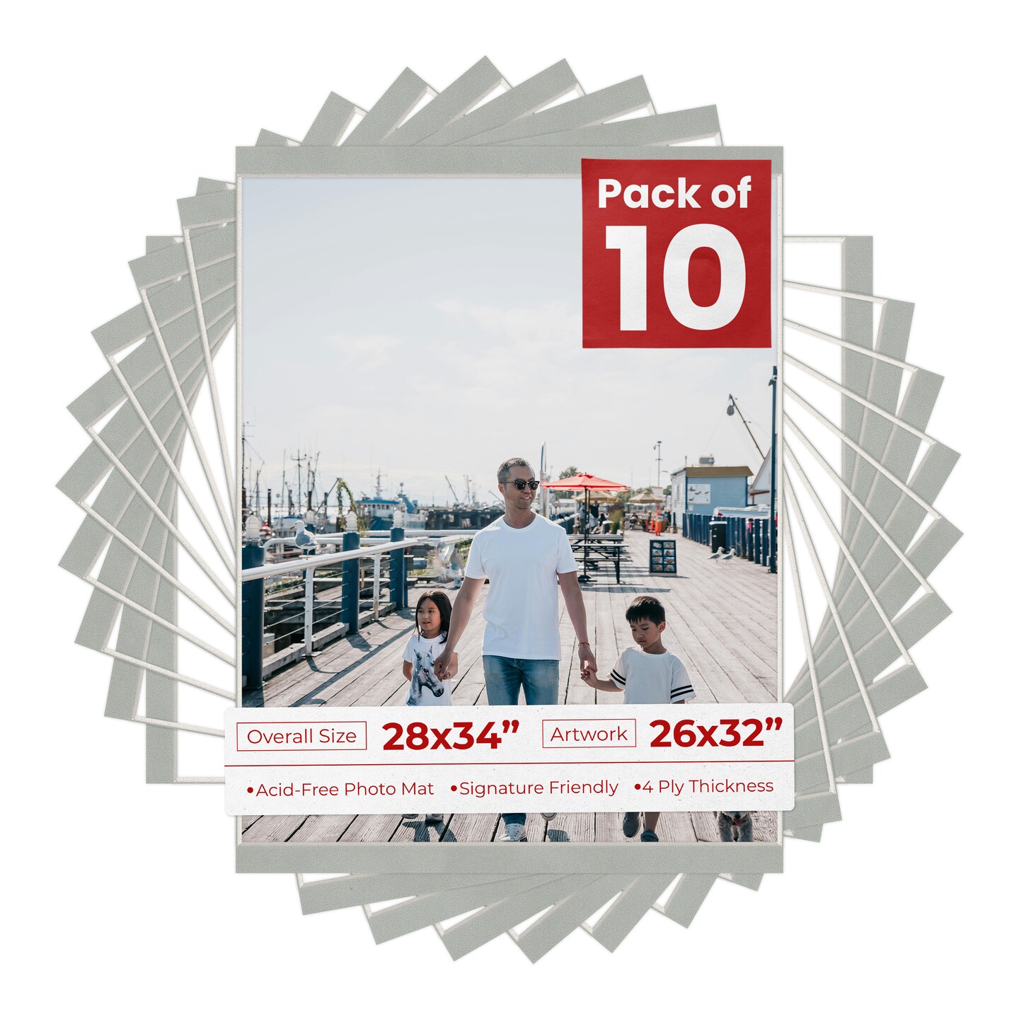 Light Grey Suede Mat Board for 28x34 Frames - Fits 26x32 Photos