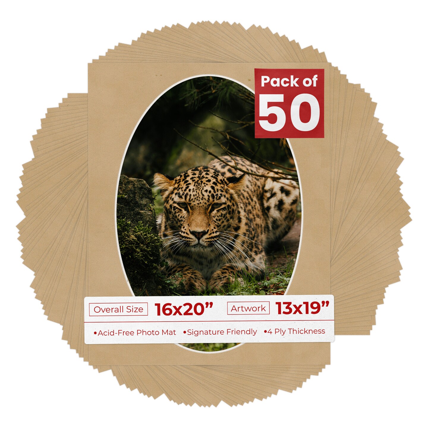 Beige Suede Mat Board for 16x20 Frames - Oval Opening for 13x19 Photos
